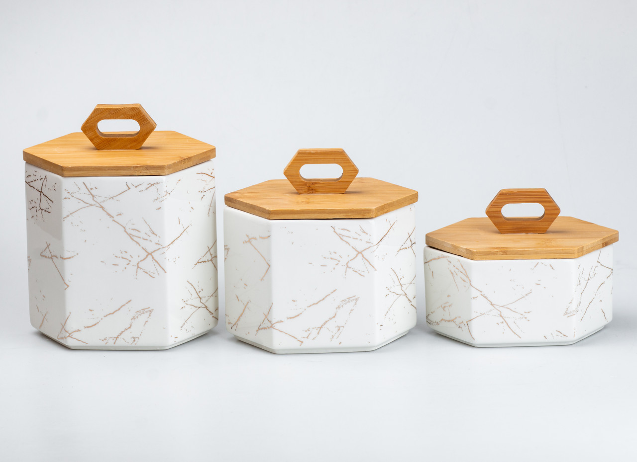 Набір банок для сипучих продуктів 3 шт 19 см *16 см* 11.5 см білий