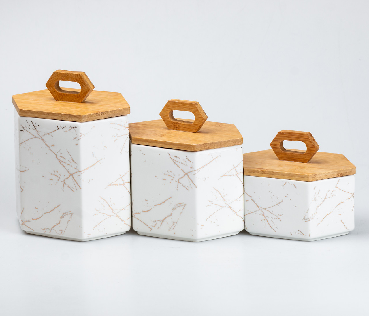 Набір банок для сипучих продуктів 3 шт 19 см *16 см* 11.5 см білий