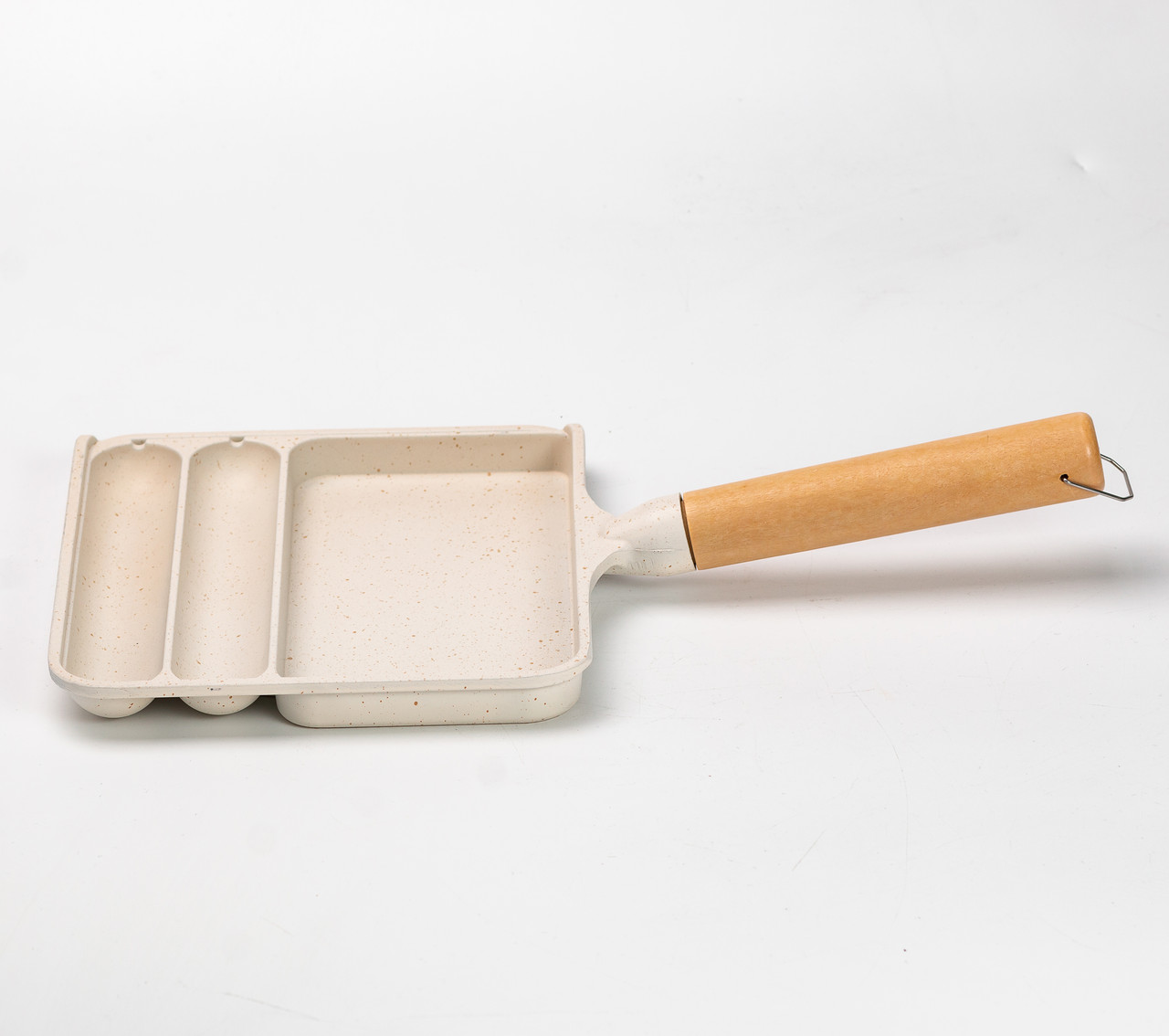 Сковорода прямокутна на 3 секції з антипригарним покриттям бежева