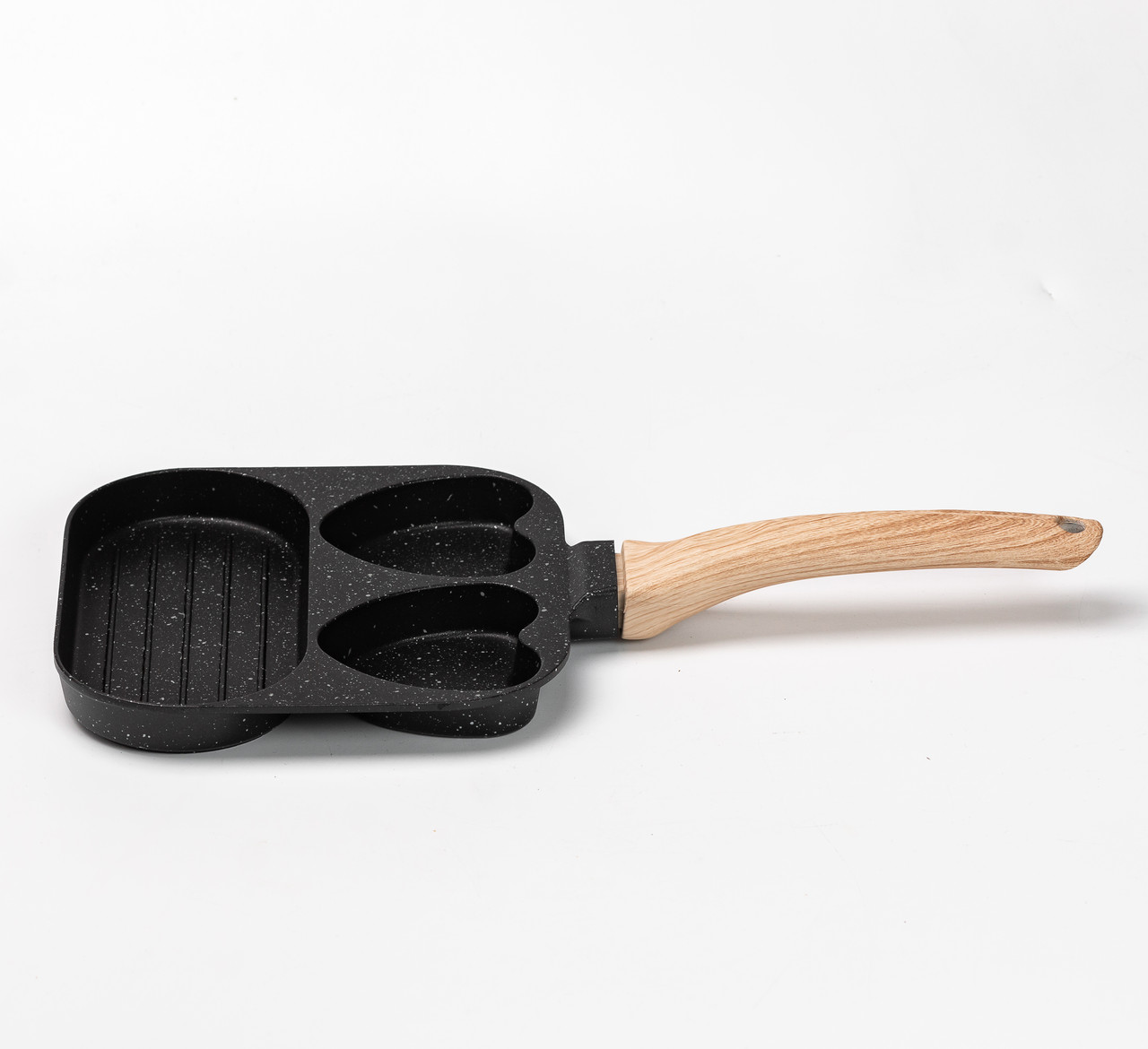 Сковорода квадратна порційна на 3 секції з антипригарним покриттям для всіх плит чорна