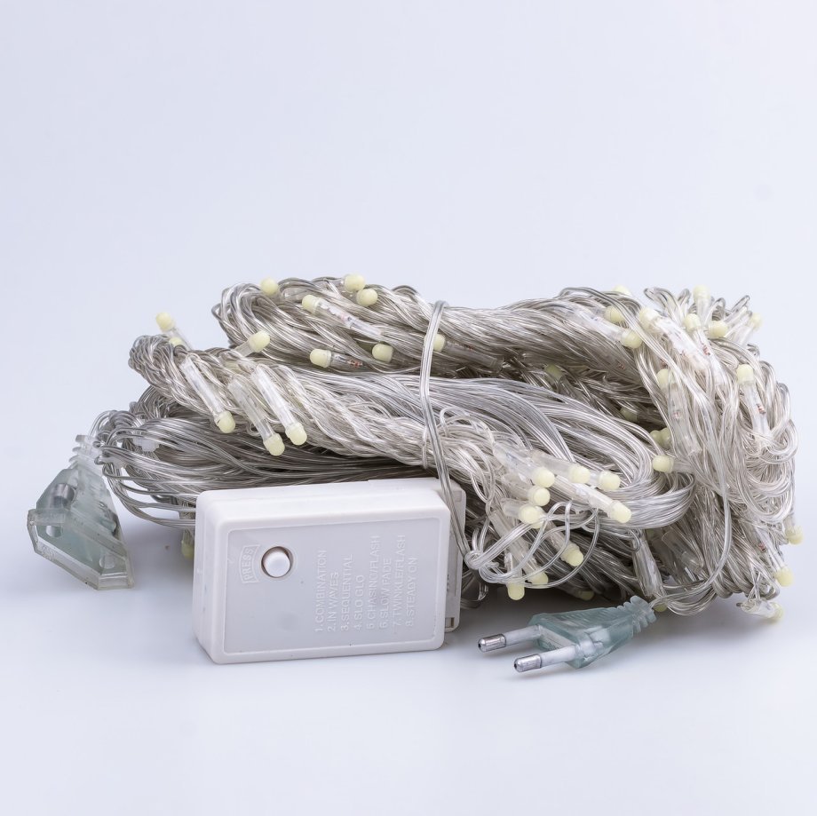 Гірлянда штора 3х2 м 144 LED світлодіодна мідний провід 16 ниток Білий