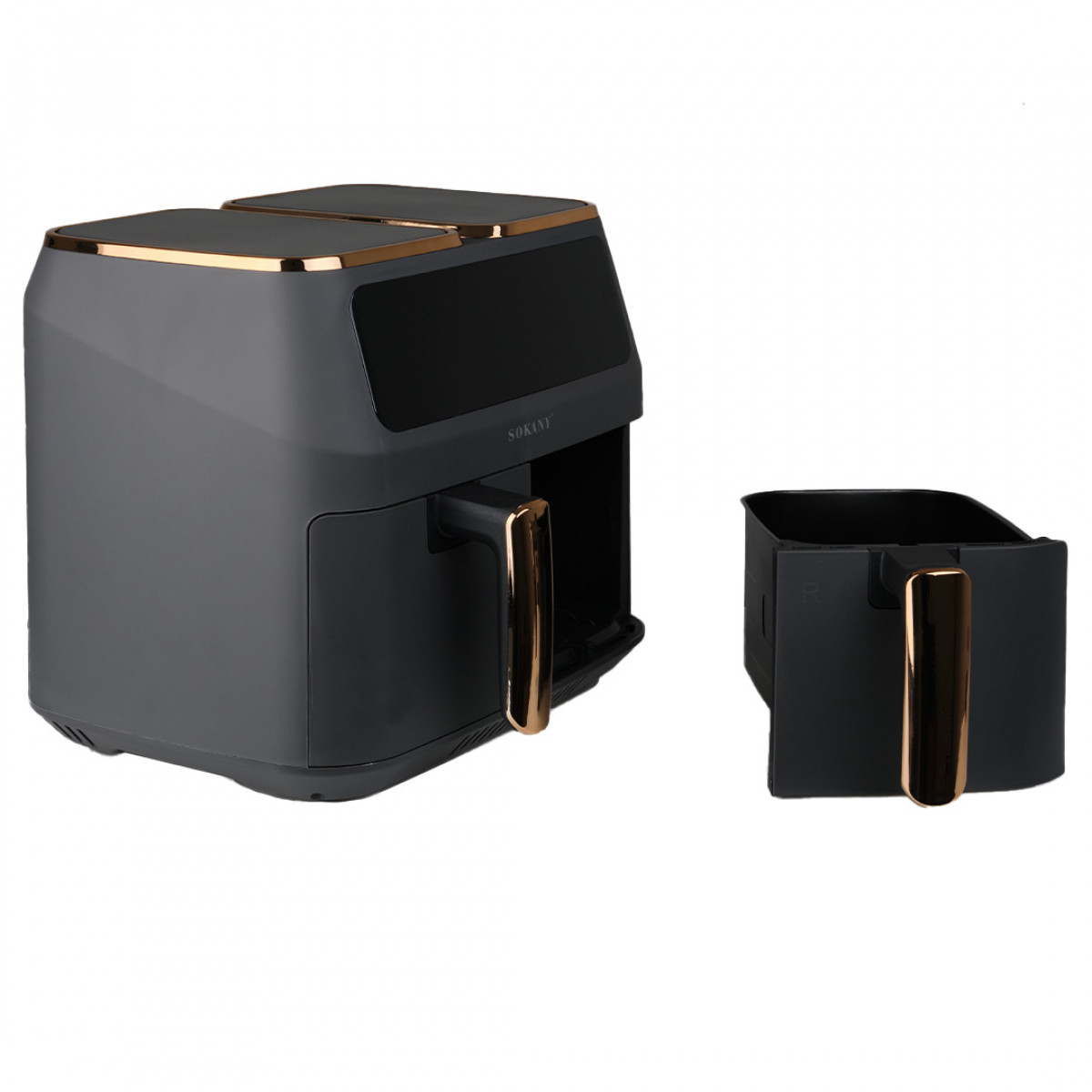 Аерогриль-фрітюрниця SOKANY SK-ZG-8030 на 8 літрів, два відділення сіра