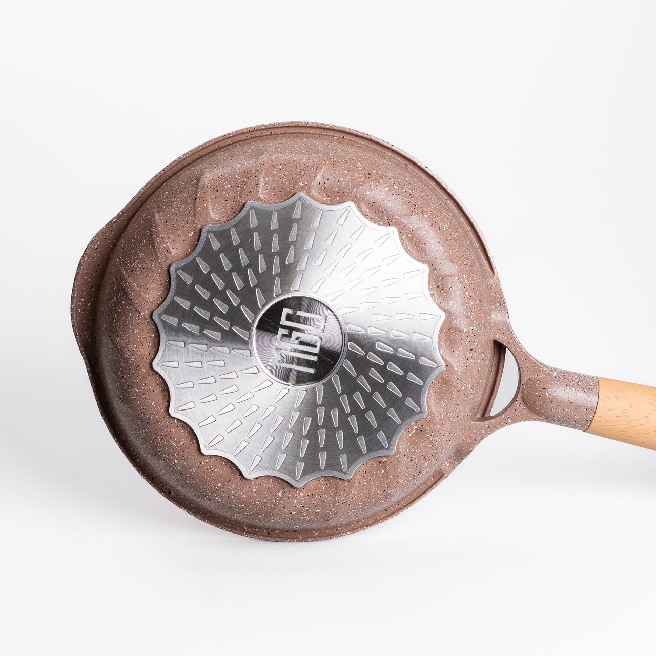 Алюмінієва сковорідка 1,4 л, мармурове антипригарне покриття, Ø 22 см, товсте дно, кавовий MGC