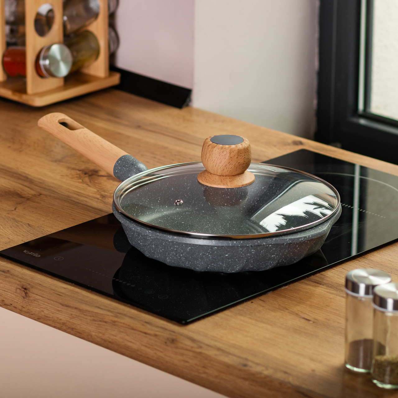 Алюмінієва сковорода 1,8 л з мармуровим антипригарним покриттям Ø 24 см сіра MGC