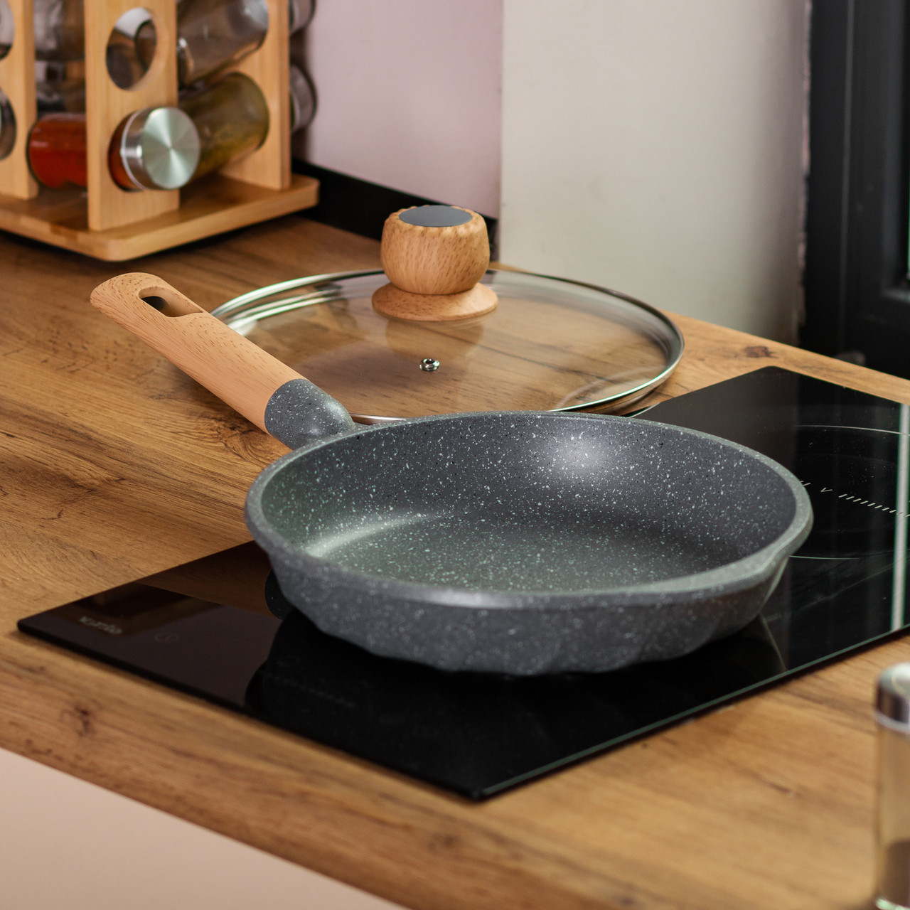 Алюмінієва сковорода 1,8 л з мармуровим антипригарним покриттям Ø 24 см сіра MGC