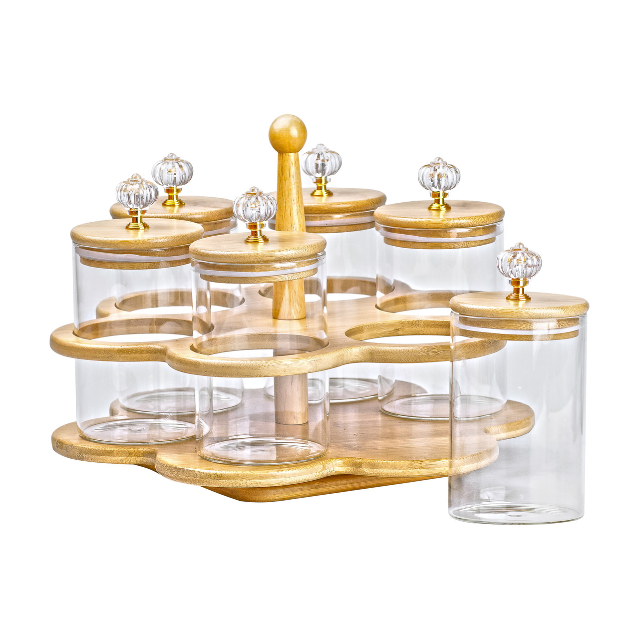 Банки для сипучих продуктів набір із 6 штук по 580 мл на дерев&apos;яній підставці