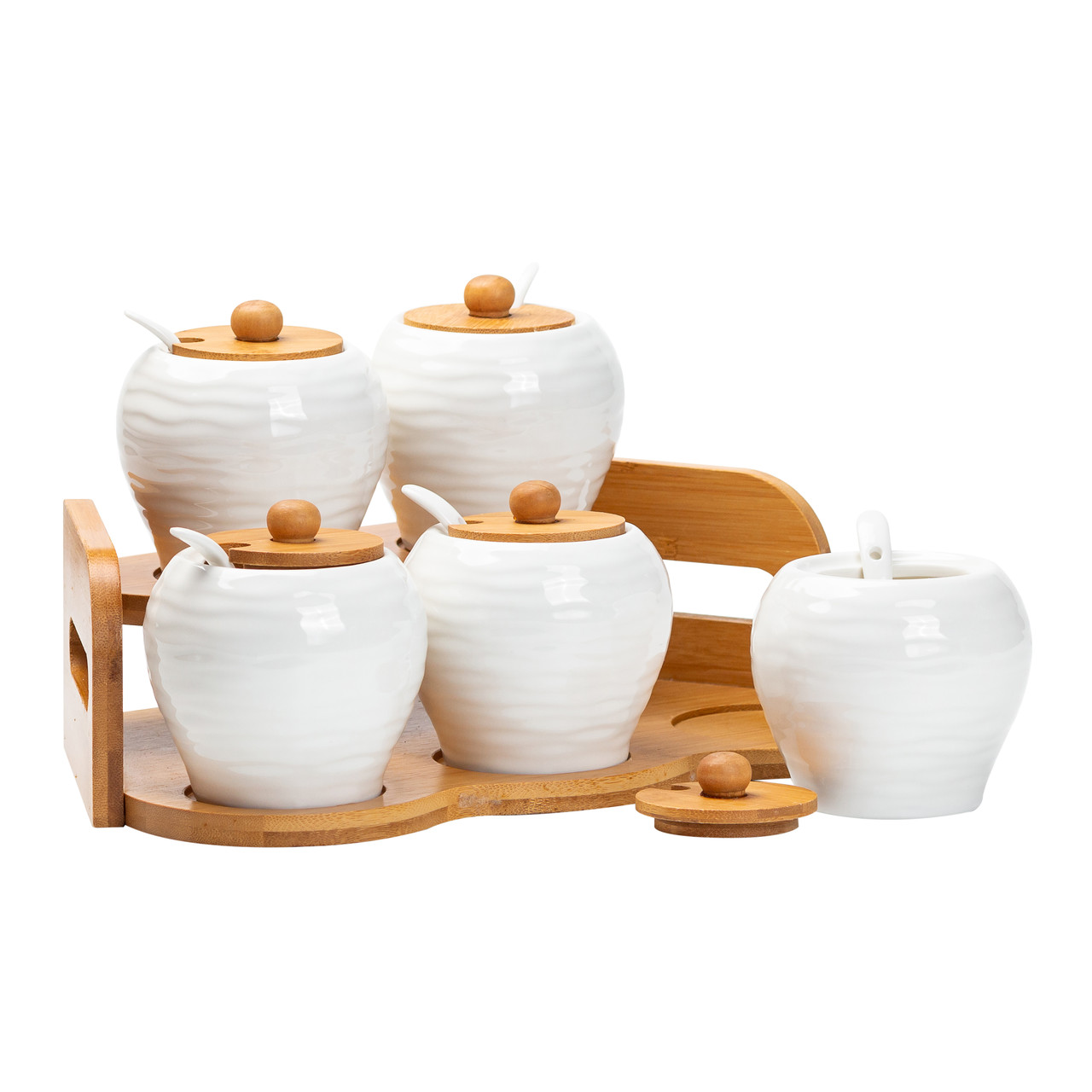 Набір банок для сипучих продуктів з 5 штук по 250 мл керамічний