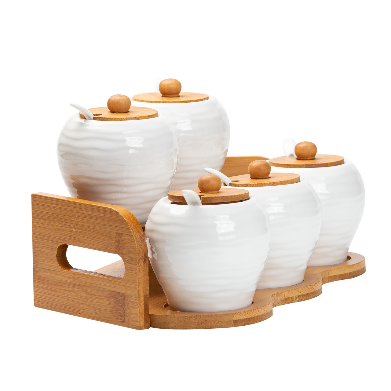 Набір банок для сипучих продуктів з 5 штук по 250 мл керамічний