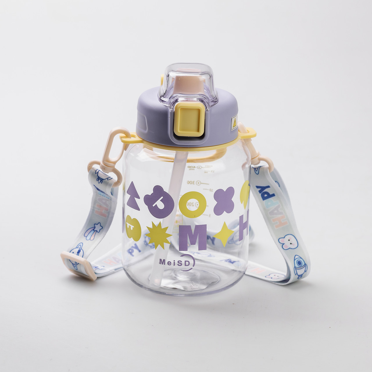 Пляшка для води Gucgres дитяча 650 мл на ремінці фіолетова