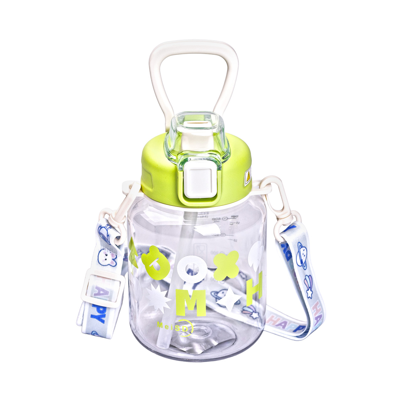 Пляшка для води Gucgres дитяча 650 мл на ремінці зелена