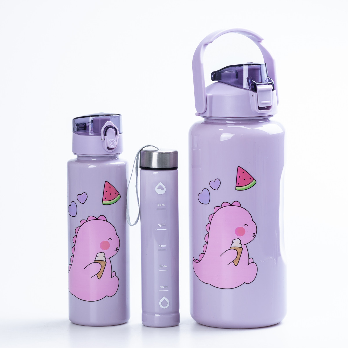 Набір багаторазових пляшок 3 в 1 Дракоша 0.3л 0.7л 2л Фіолетовий