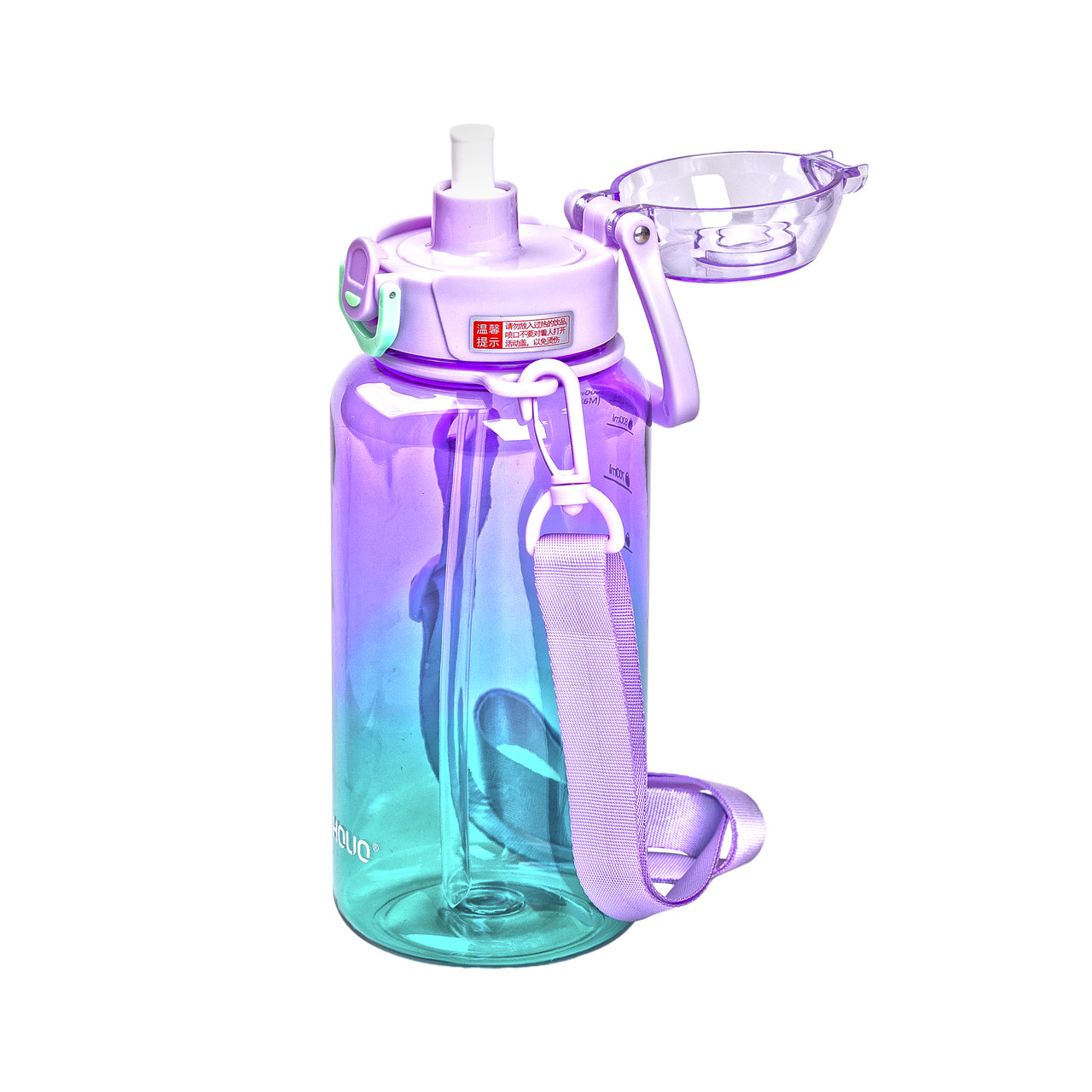 Пляшка для води 1 л пляшечка з мундштуком м'бузкова