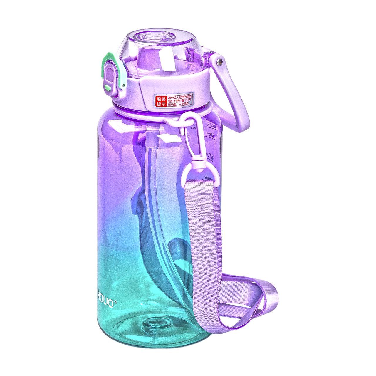 Пляшка для води 1 л пляшечка з мундштуком м'бузкова