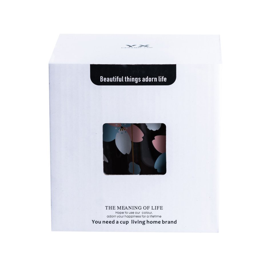 Чашка скляна 500 мл з ложкою та кришкою Блакитний