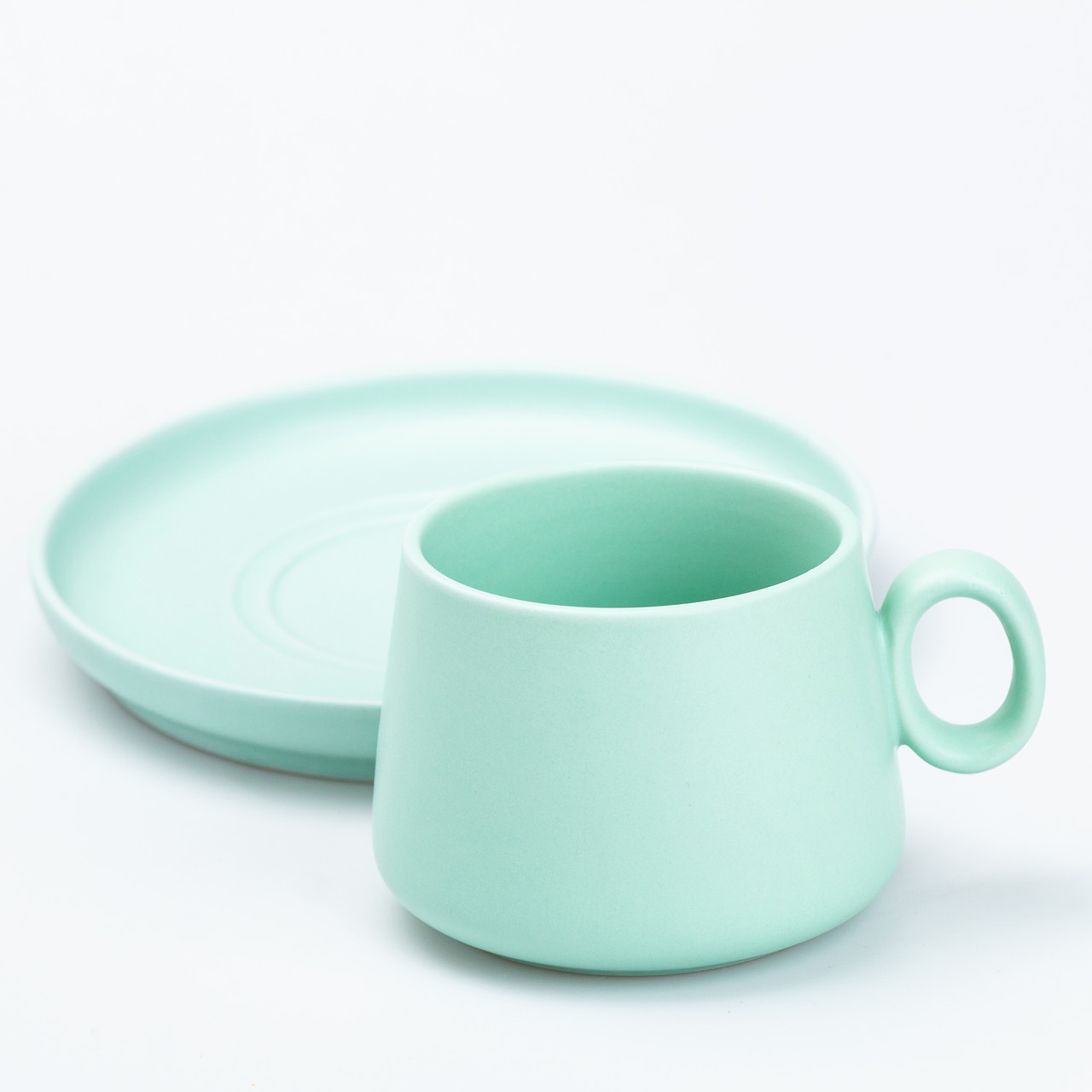 Чашка з блюдцем керамічна 300 мл М&apos;ятна