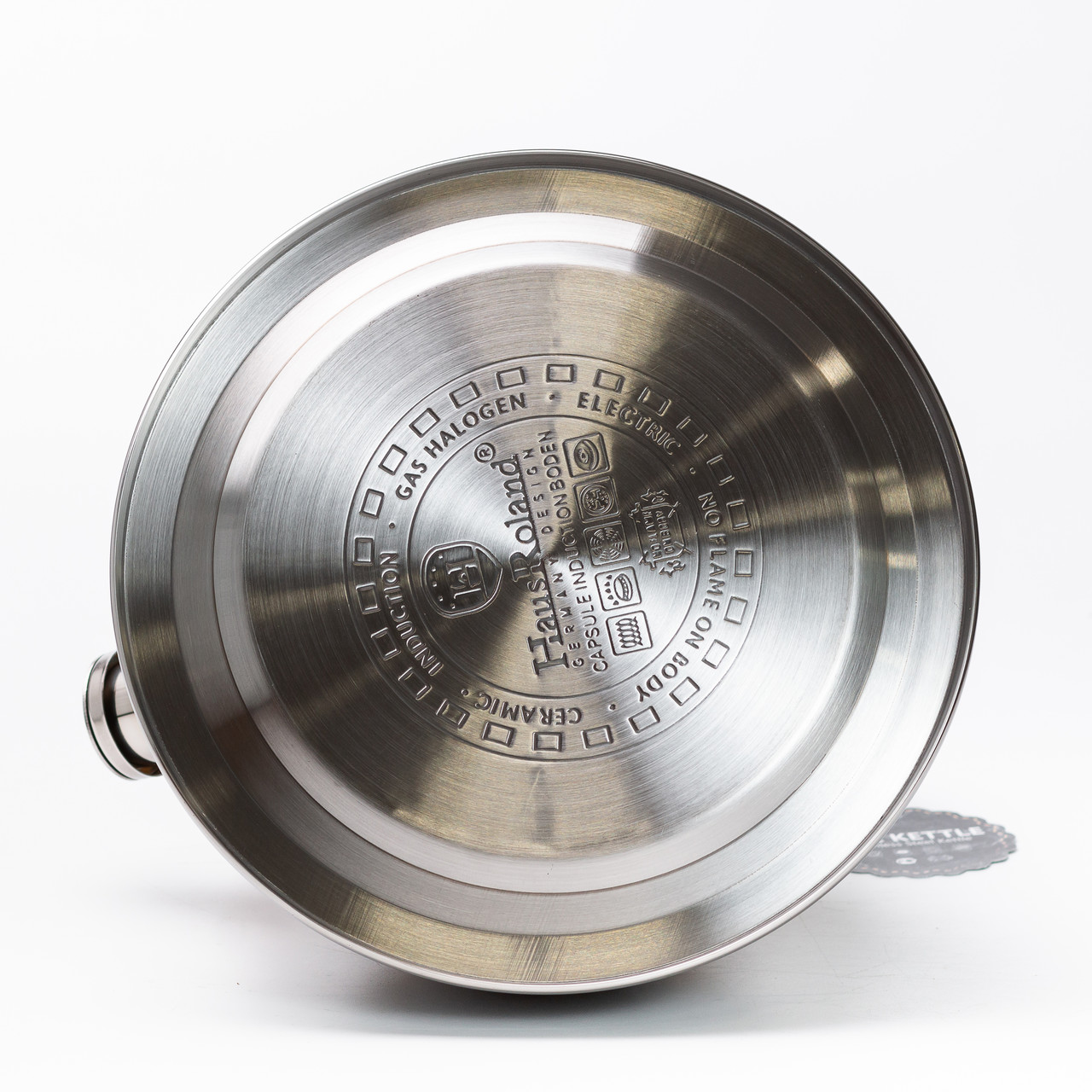 Чайник на 3 літри зі свистком, дерев'яна ручка, сірий, потрійне дно