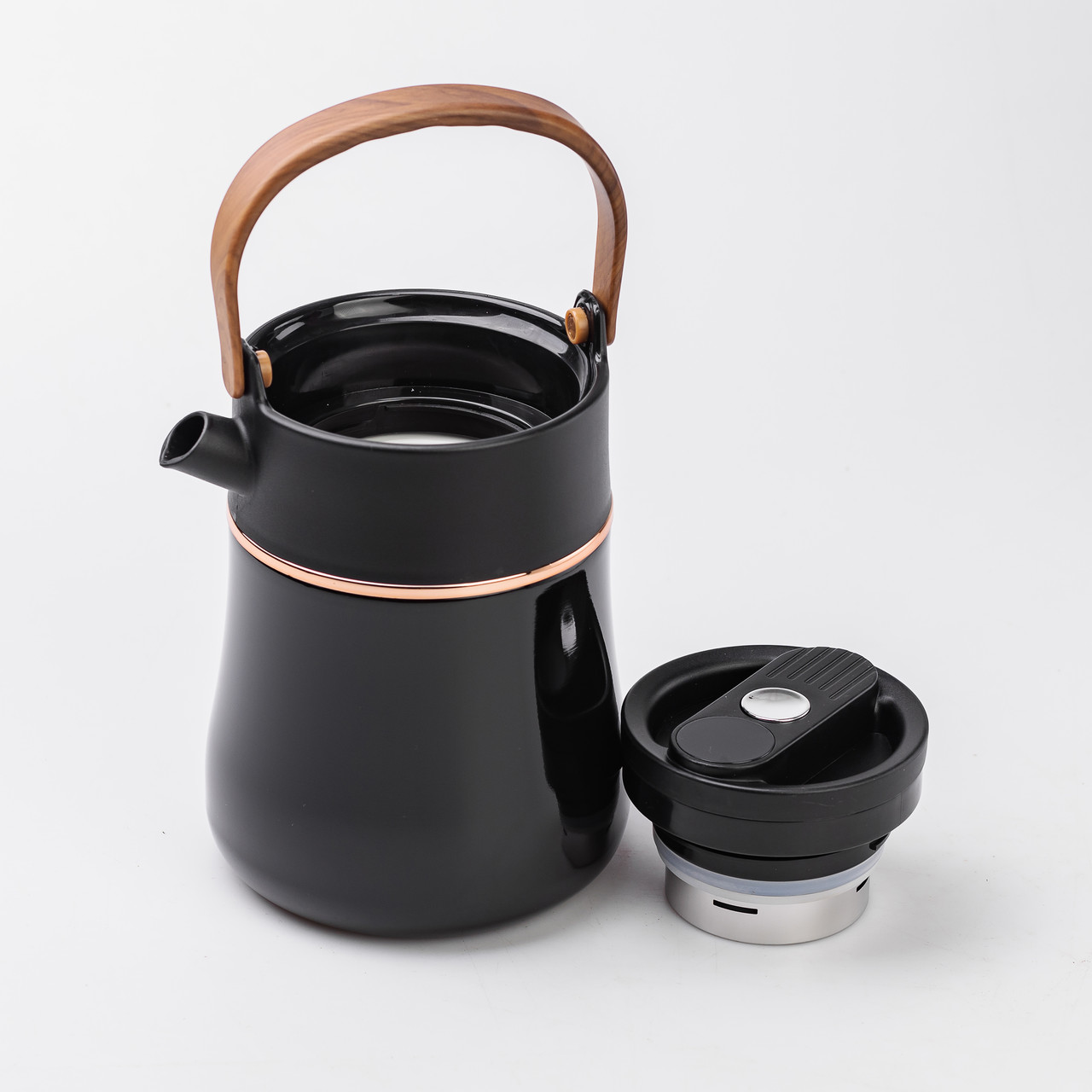 Чайник термос із датчиком температури та вакуумною ізоляцією 700 мл чорний