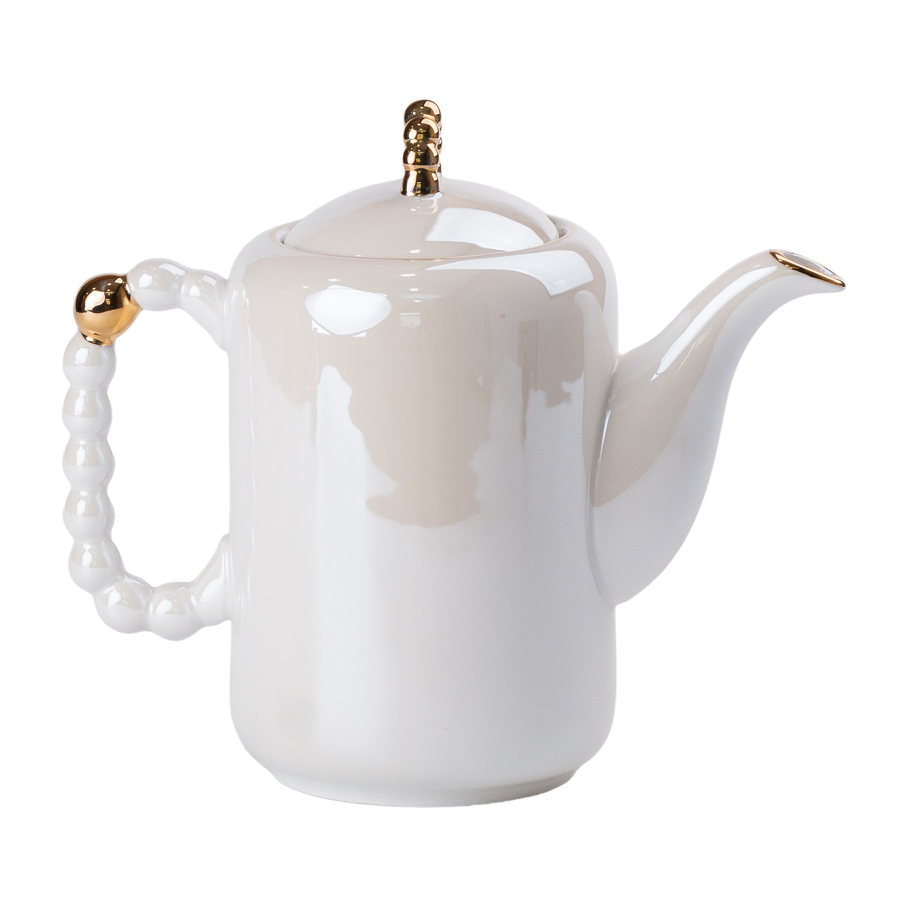 Чайний набір на 6 персон із заварювальним чайником, чайником-заварником та керамічною підставкою Білий