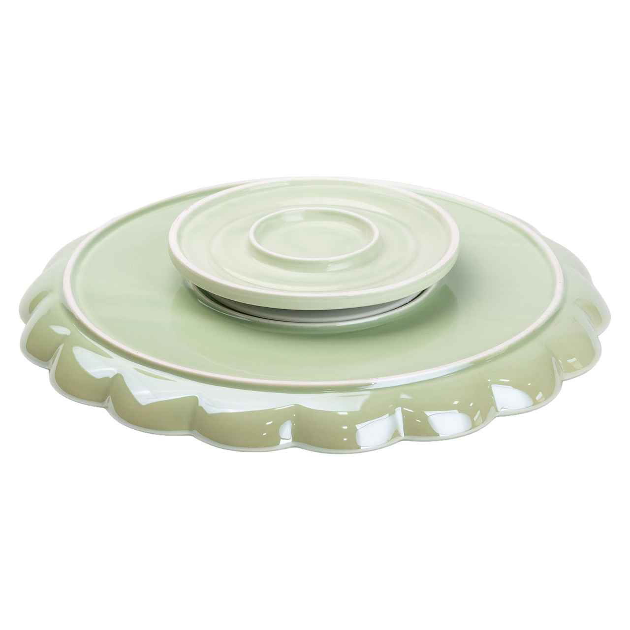 Чайний набір на 6 персон із заварювальним чайником, чайником-заварником та керамічною підставкою Зелений