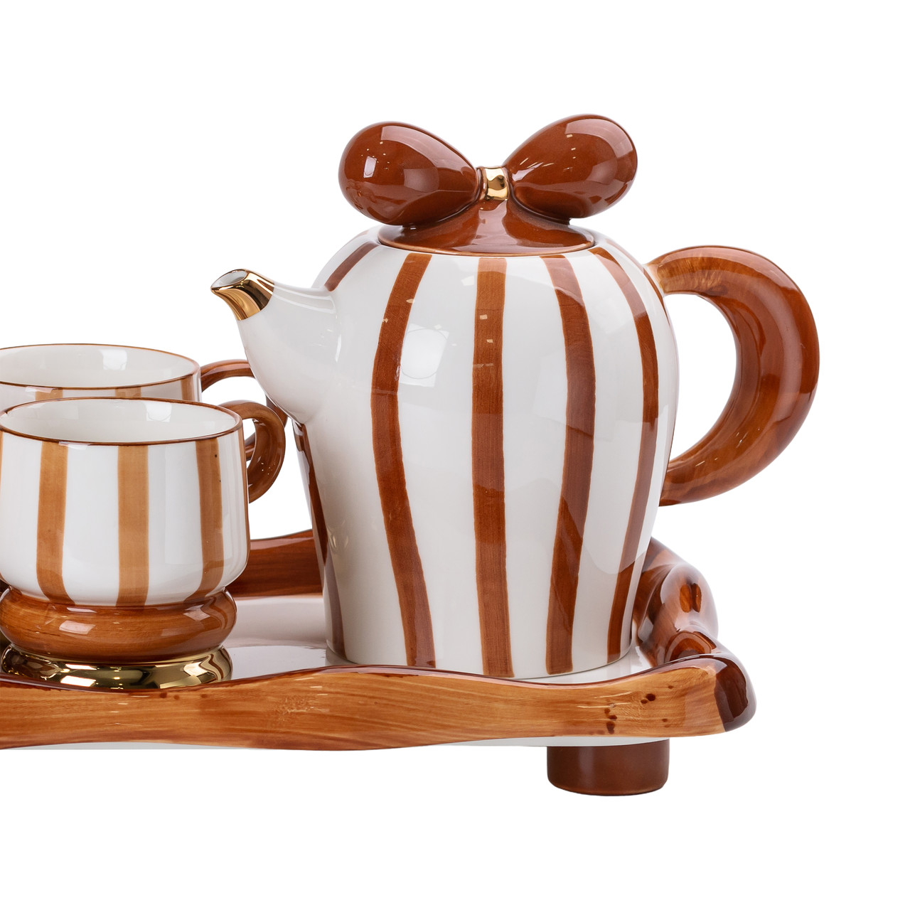 Чайний набір на 6 персон із керамічною підставкою, шоколад