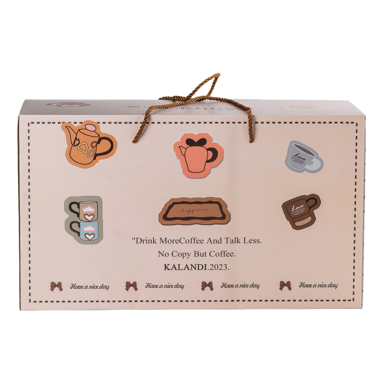 Чайний набір на 6 персон із керамічною підставкою, шоколад