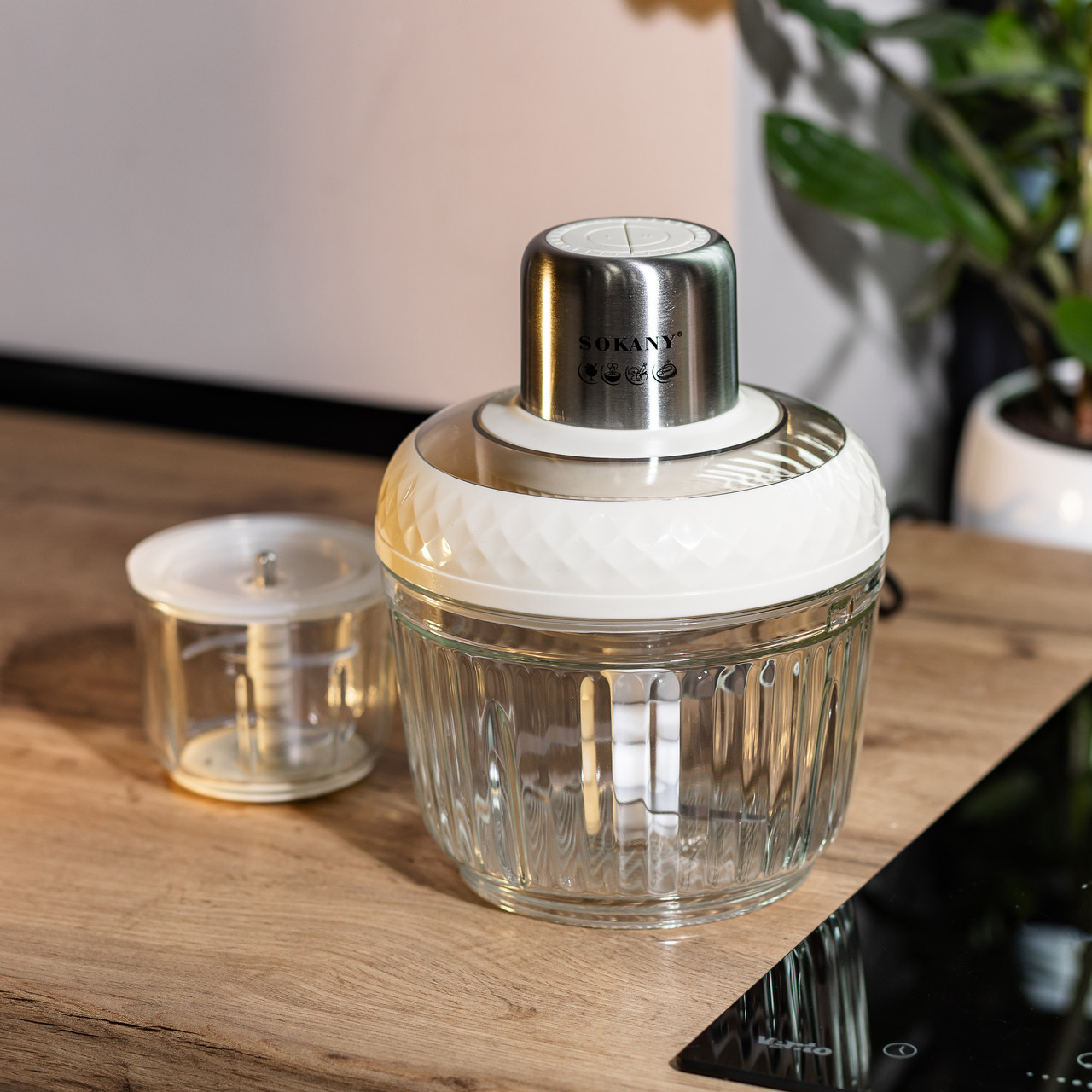 Чопер подрібнювач Sokany SKYM7032W 2в1 з чашами 0.5 і 3 літри 800 Вт Білий