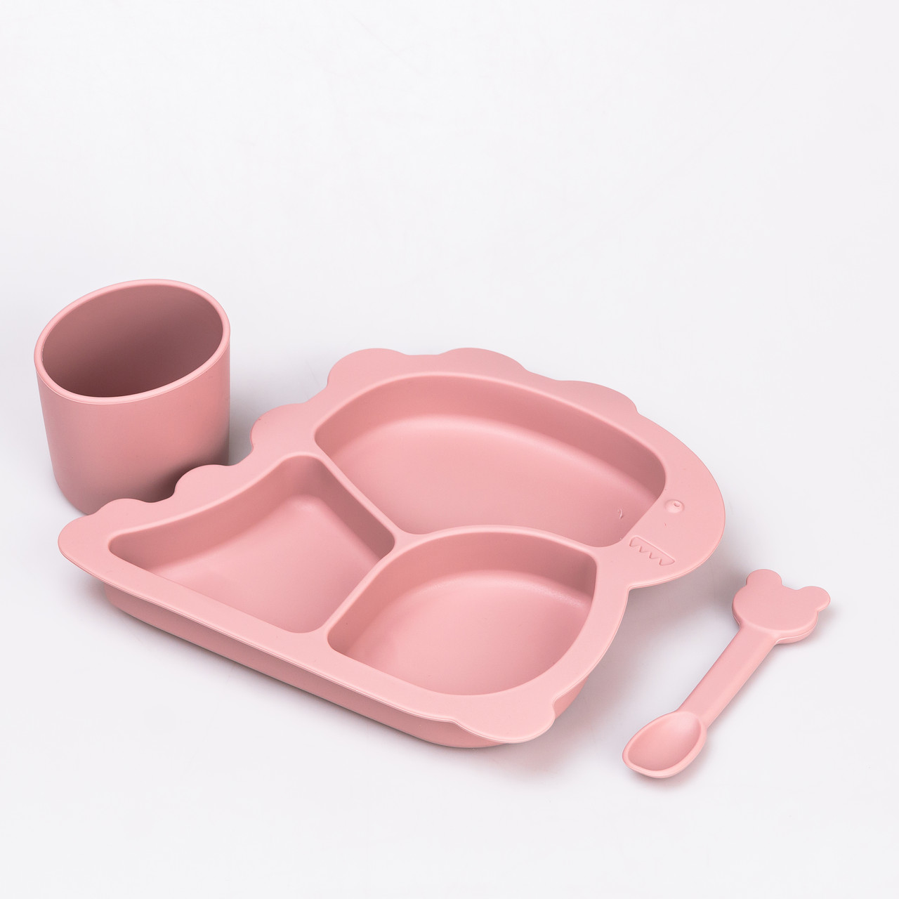 Дитячий набір силіконового посуду 3 предмети Рожевий