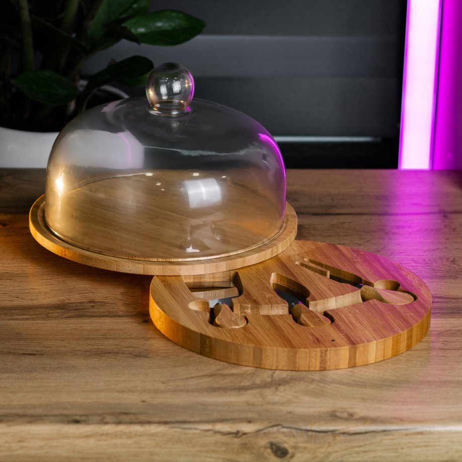 Набір для нарізання сиру Ø 25 зі скляною кришкою