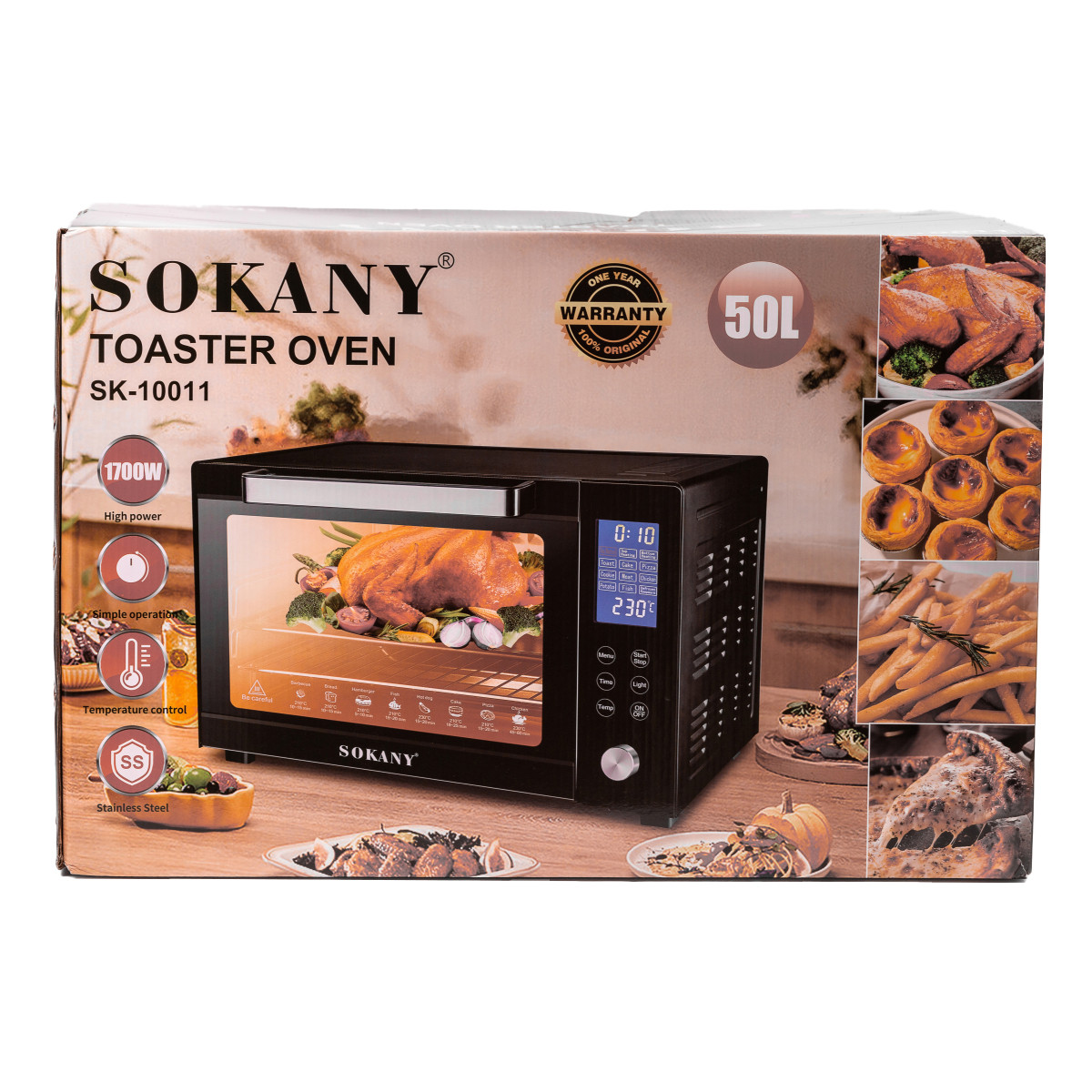 Духовка електрична Sokany з конвекцією на 50 л, 1700 Вт