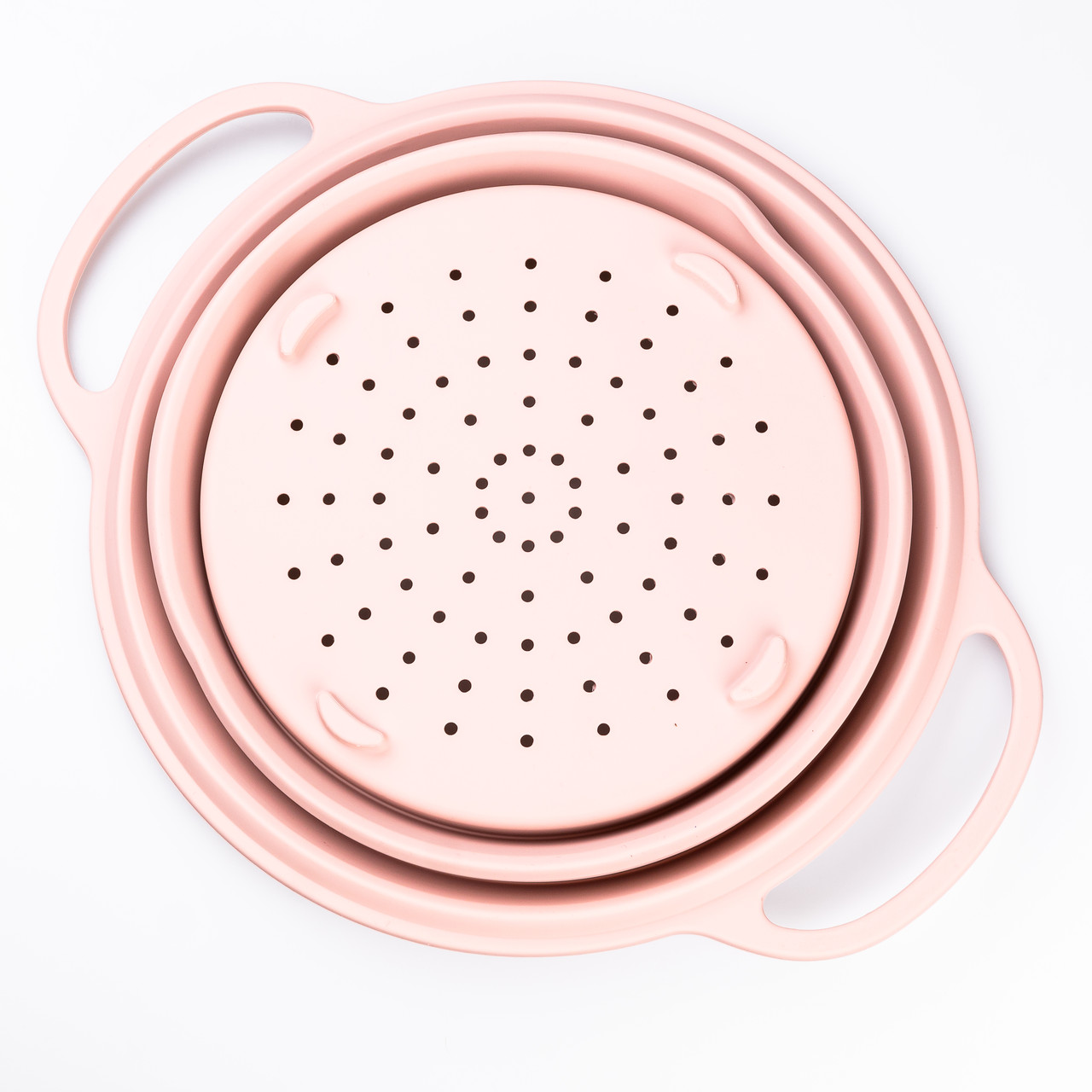 Друшляк силіконовий складаний з ручками 2.6 л Рожевий