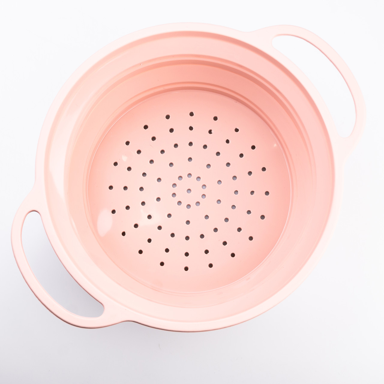 Друшляк силіконовий складаний з ручками 2.6 л Рожевий