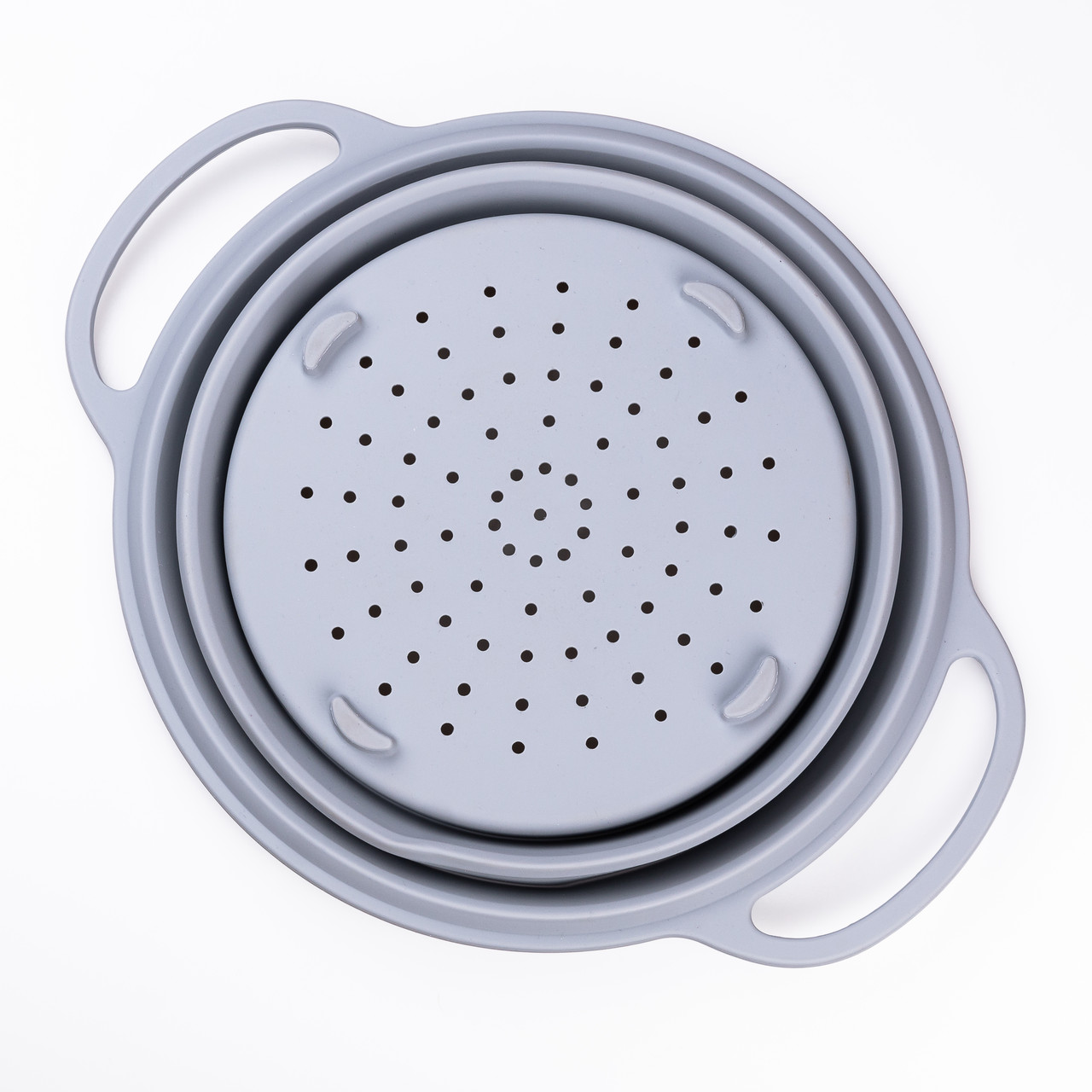 Друшляк 2.6 л силіконовий складаний з ручками 2.6 л Сірий