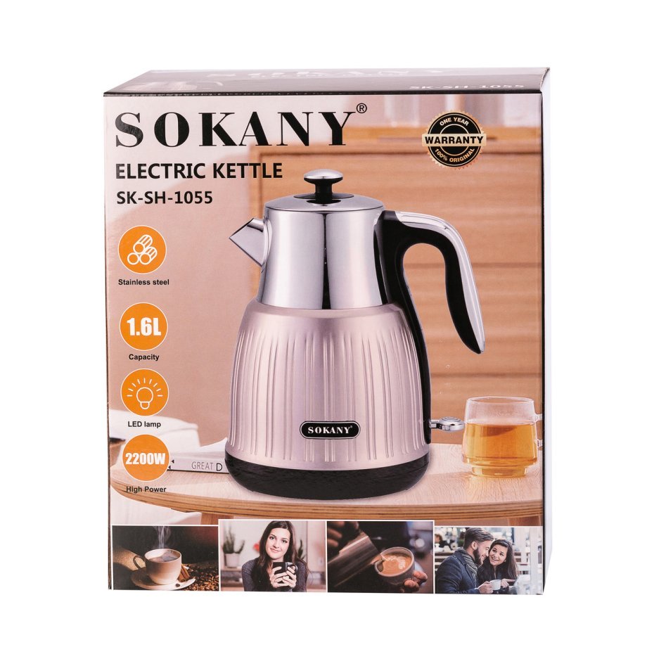 Електрочайник Sokany SKSH1055 1.6 літрів рожевий металік