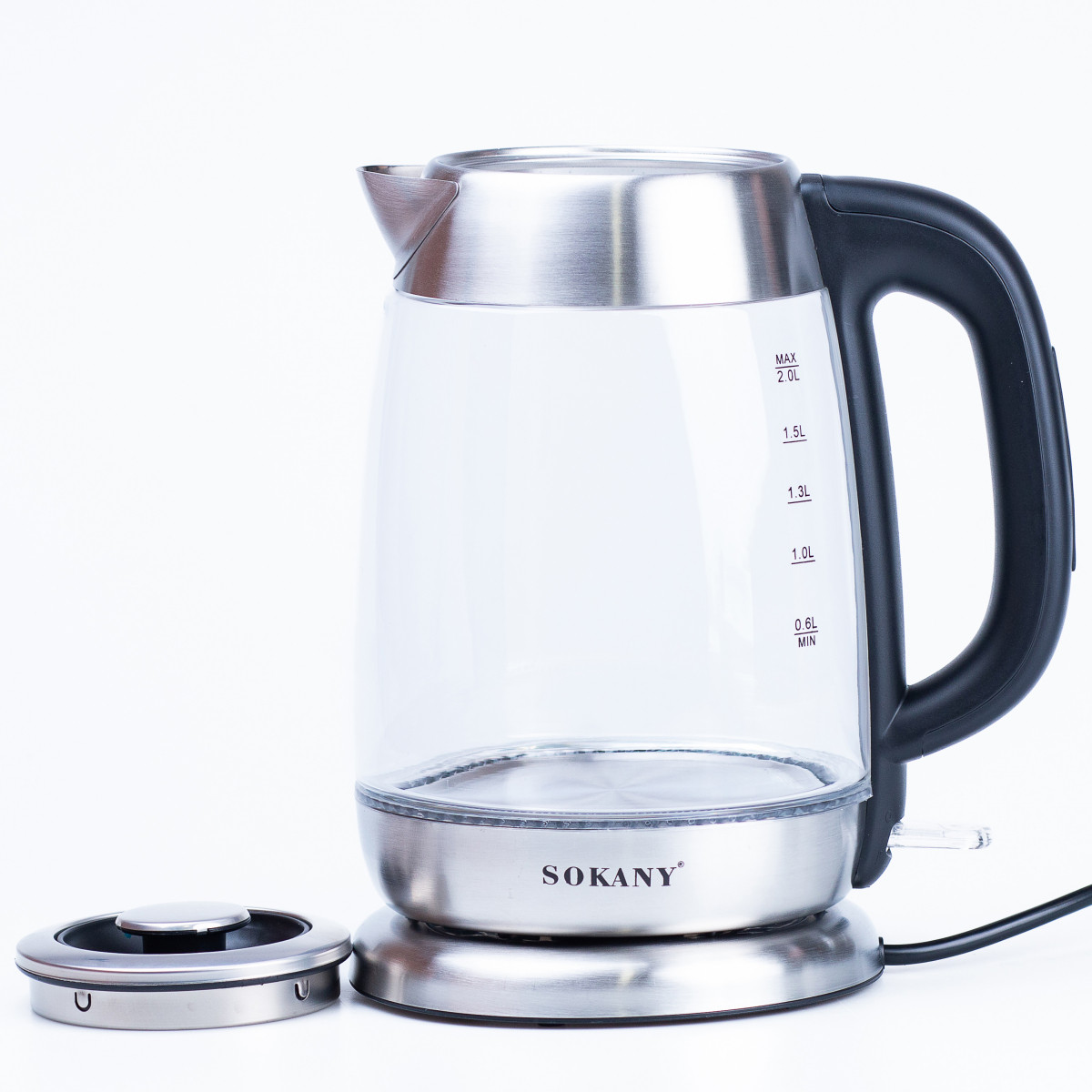 Електрочайник Sokany SK-SH-1069 Electric Kettle 2000W 2l прозорий чайник