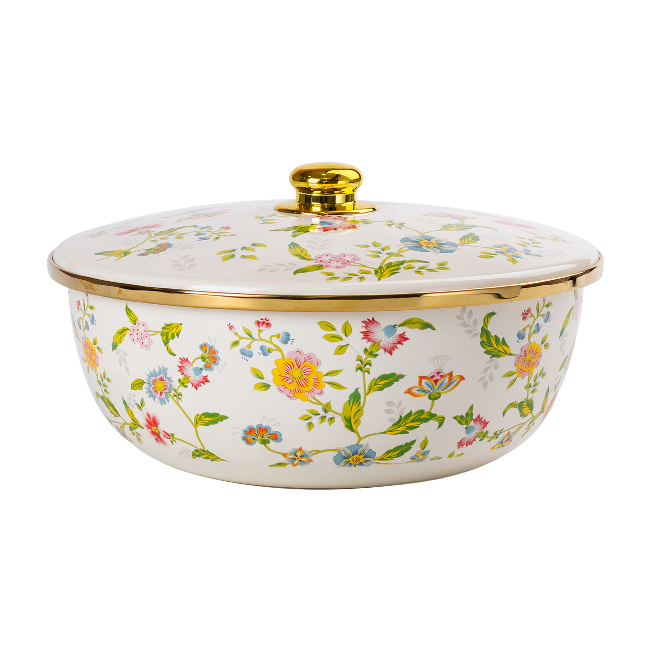 Емальована каструля зі сталевим корпусом і кришкою, об'єм 5,5 літра