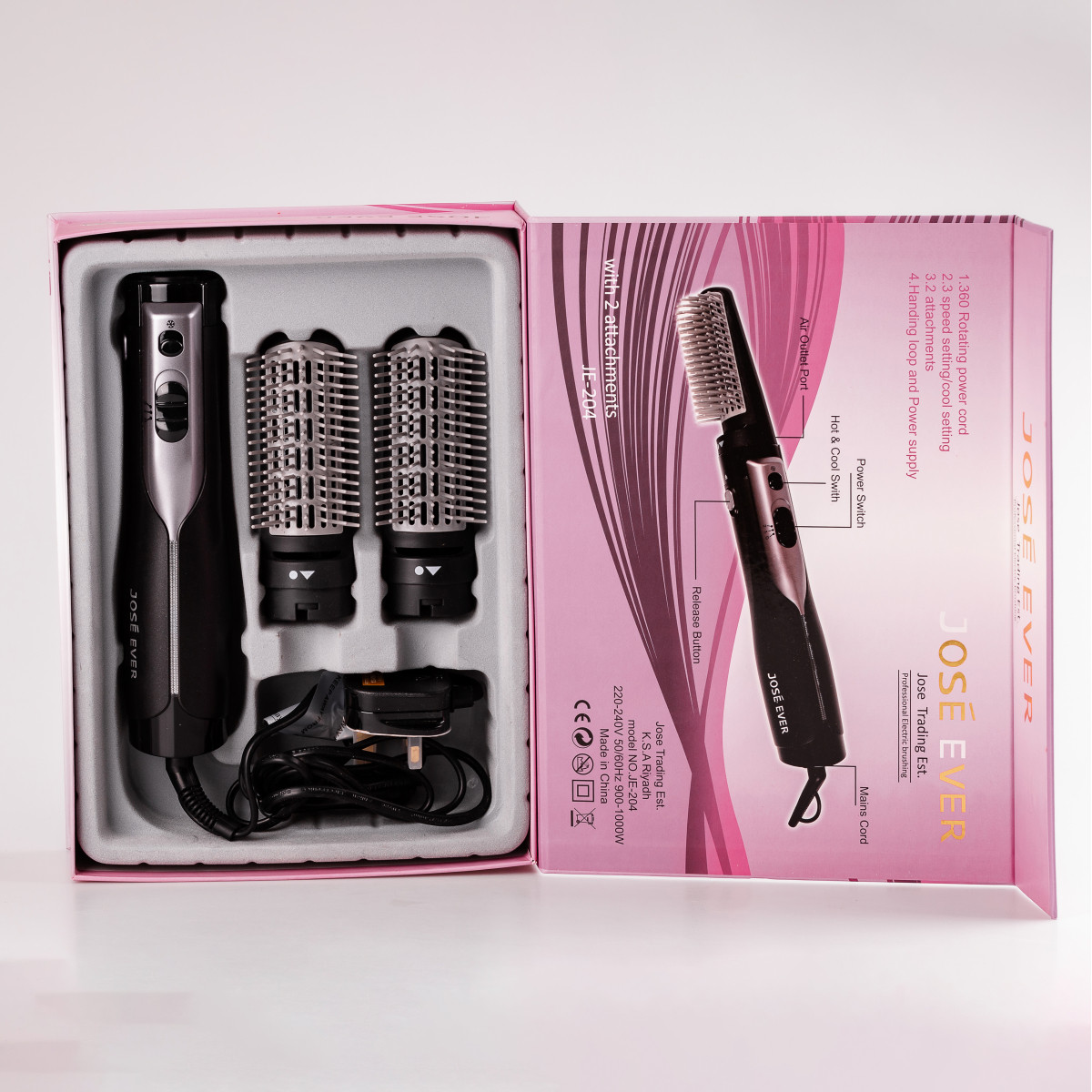 Фен стайлер для волосся 2 в 1 Sokany JE204SL 1000 Вт Срібло