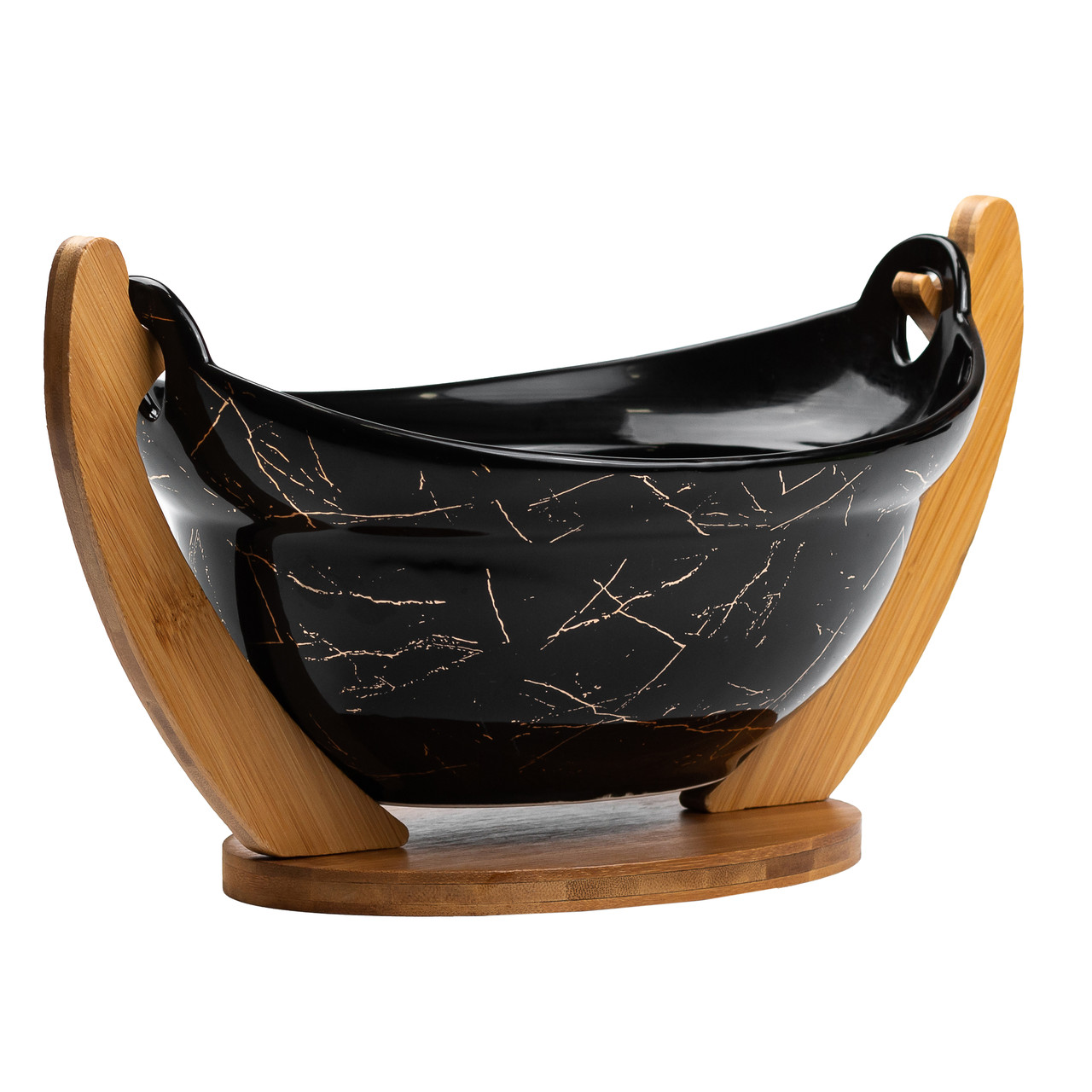 Фруктовниця керамічна 32 x 18,5 x 18 см з бамбуковою підставкою