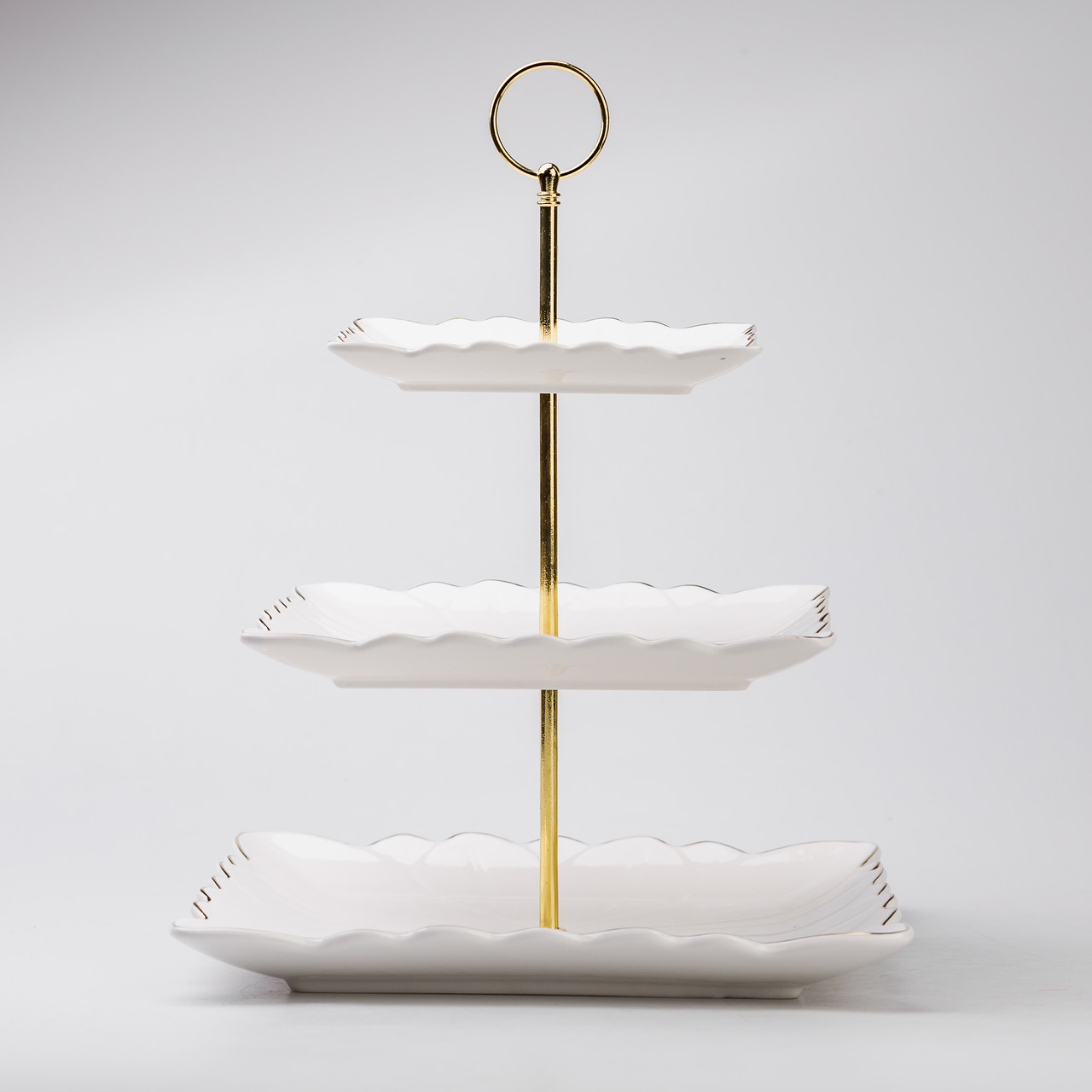 Етажерка для фруктів і десертів 3- ярусна квадратна, біла