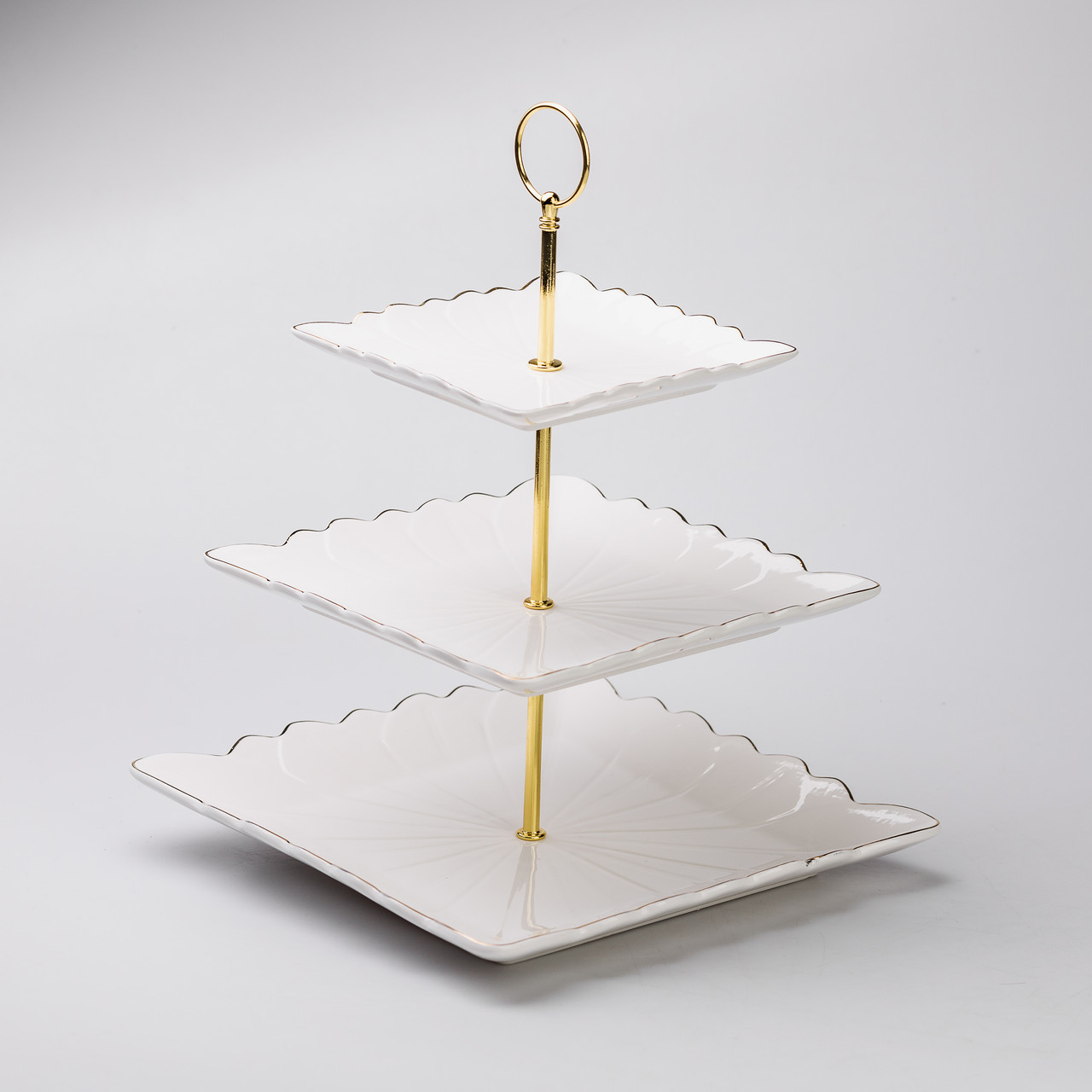 Етажерка для фруктів і десертів 3- ярусна квадратна, біла