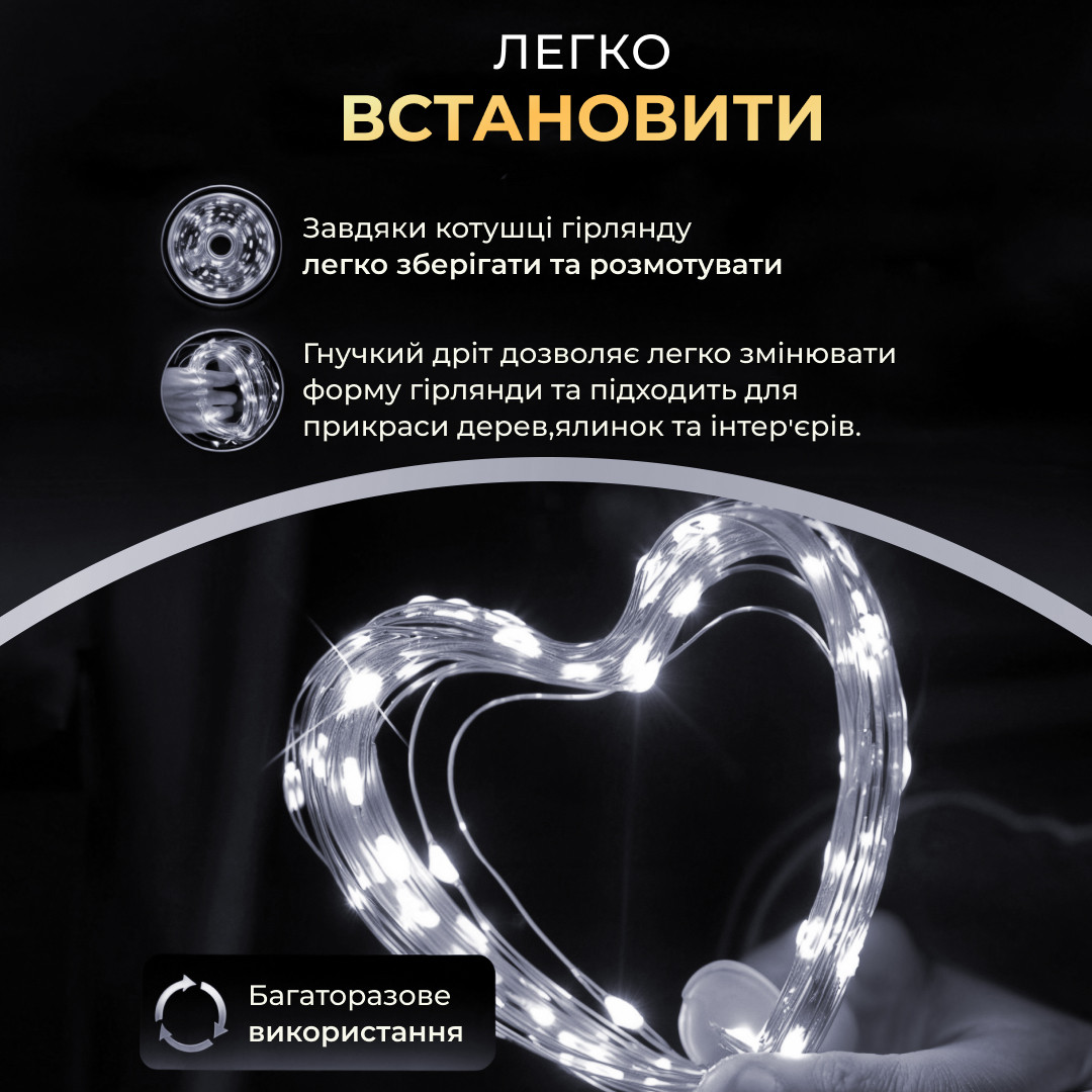 Гірлянда роса на пульті 100 метрів на 1000 led світлодіодів крапля на зеленому дроті біла