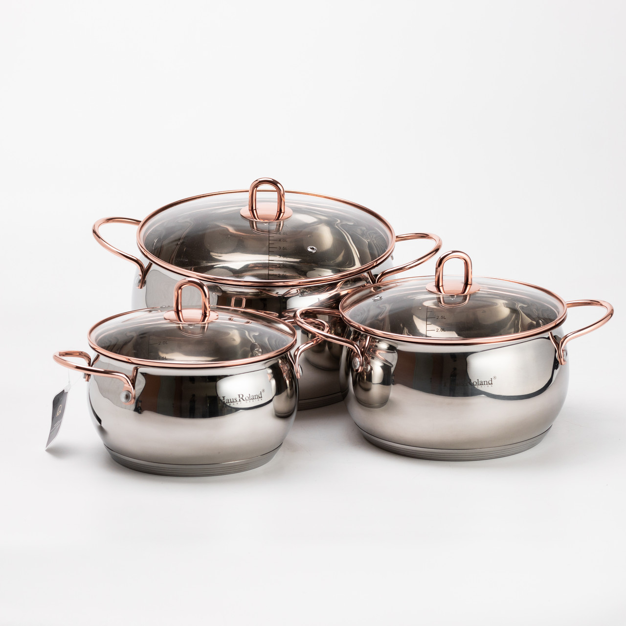 Набір каструль з нержавіючої сталі 3 штуки 6,1/2,6/3,6 л, хром