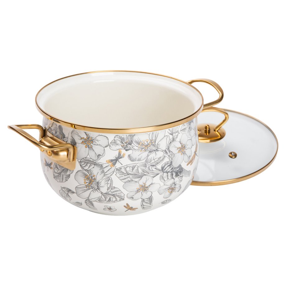 Емальована каструля об'ємом 3,5 л для газових, електричних та індукційних плит