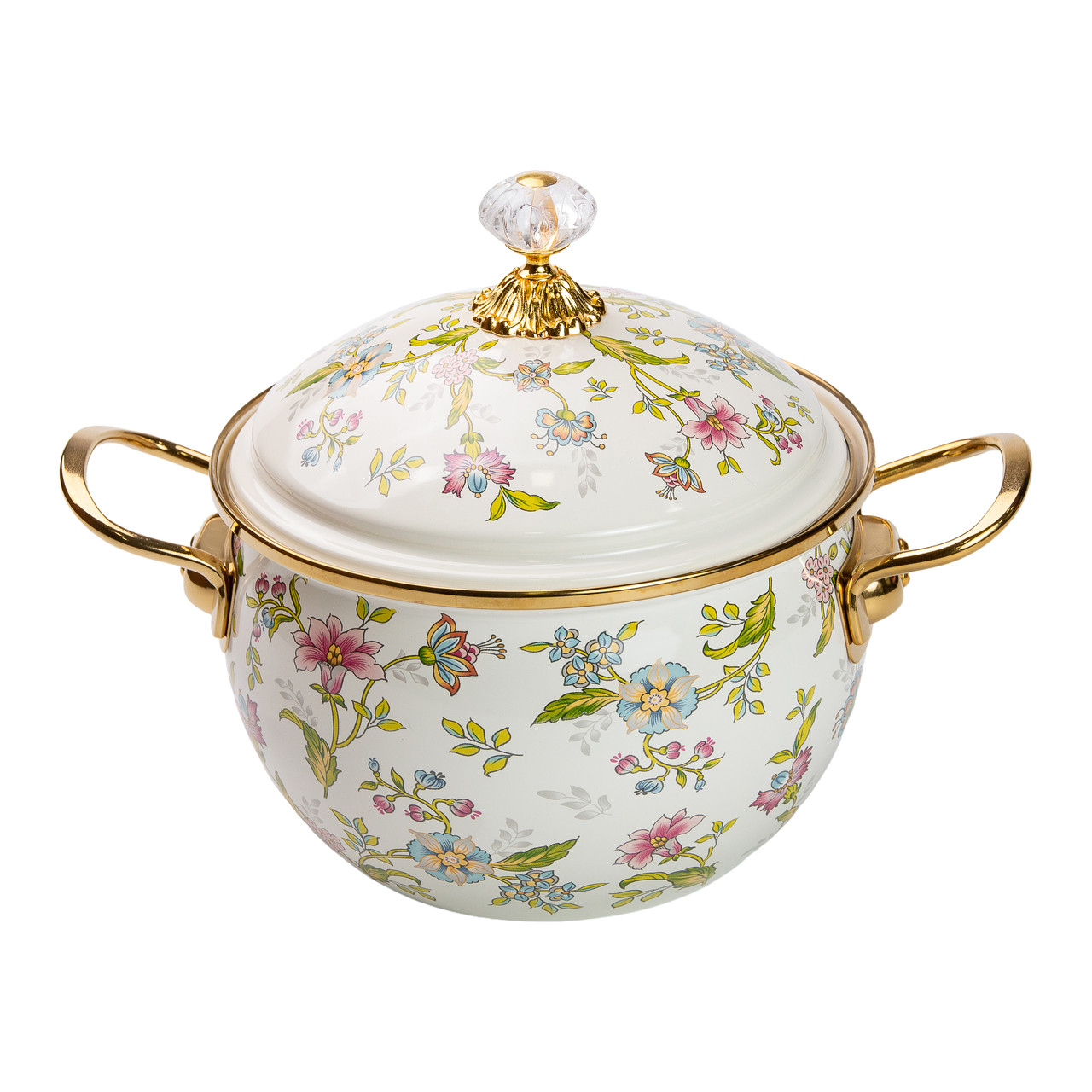 Каструля емальована 3 літри з неіржавною кришкою для всіх типів плит