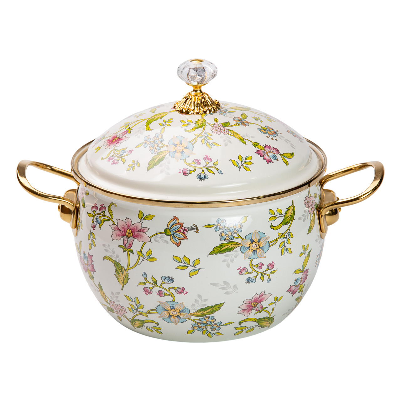 Емальована каструля 4 л з неіржавною кришкою для індукційної плити