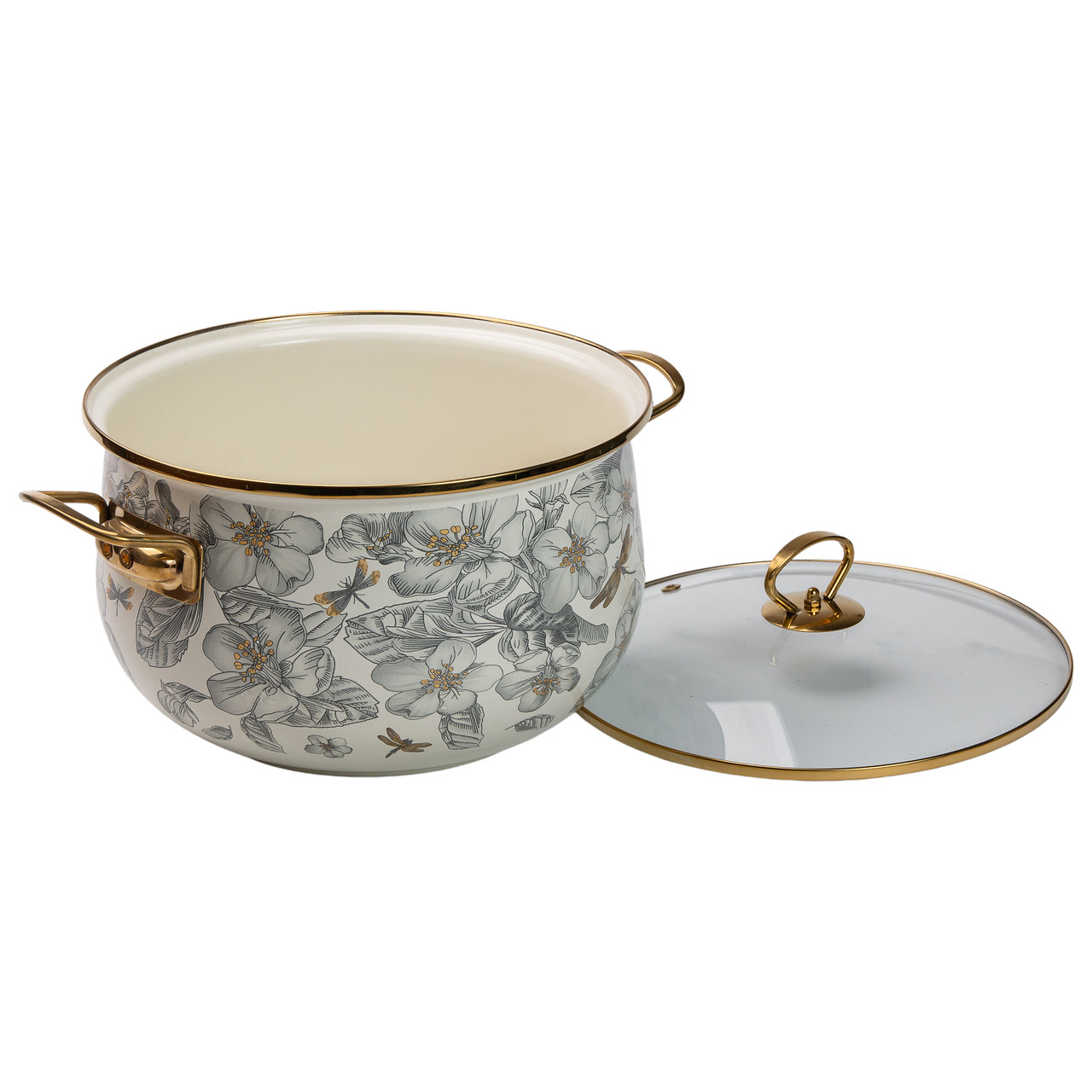 Емальована каструля об'ємом 6,5 л для газових, електричних та індукційних плит