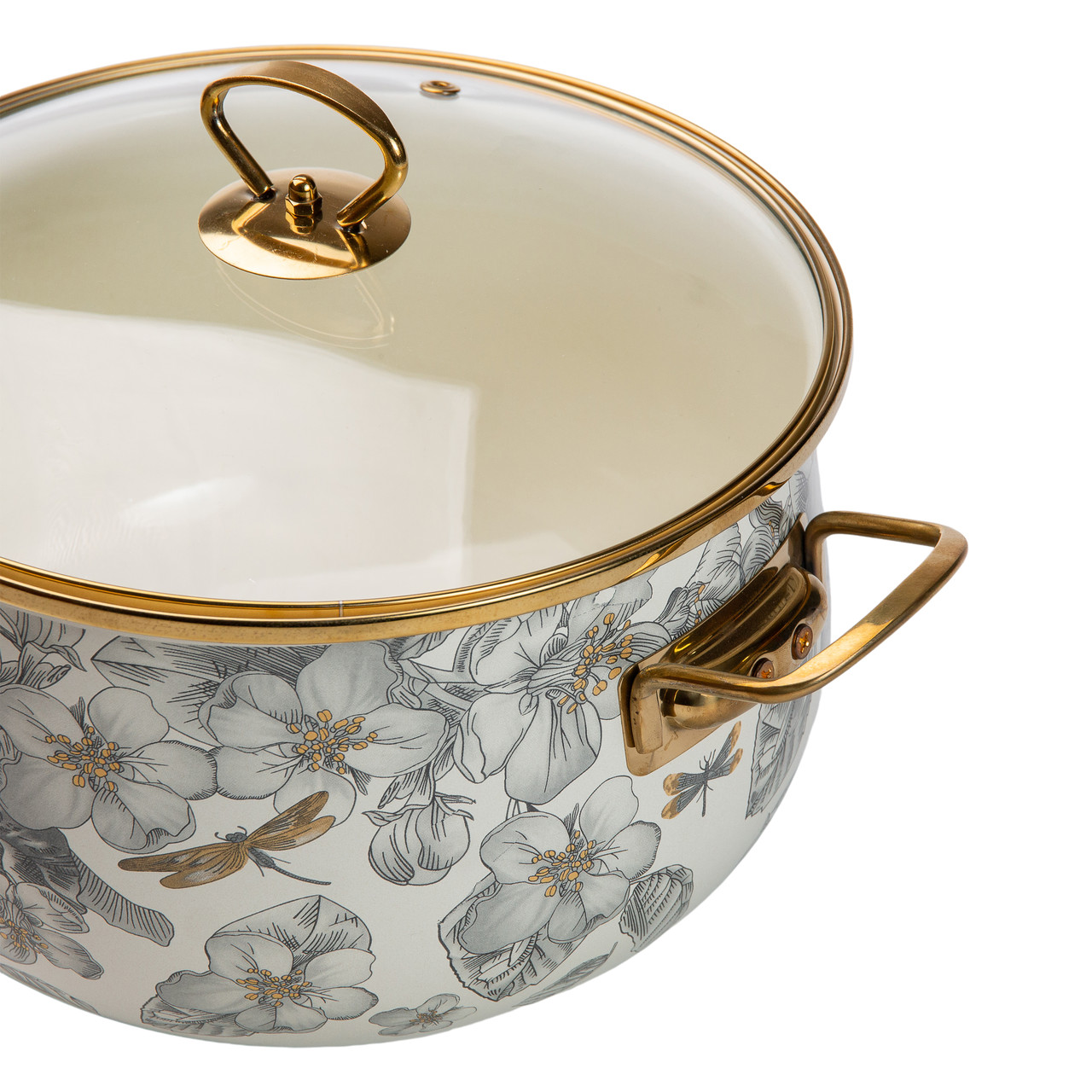 Емальована каструля об'ємом 6,5 л для газових, електричних та індукційних плит