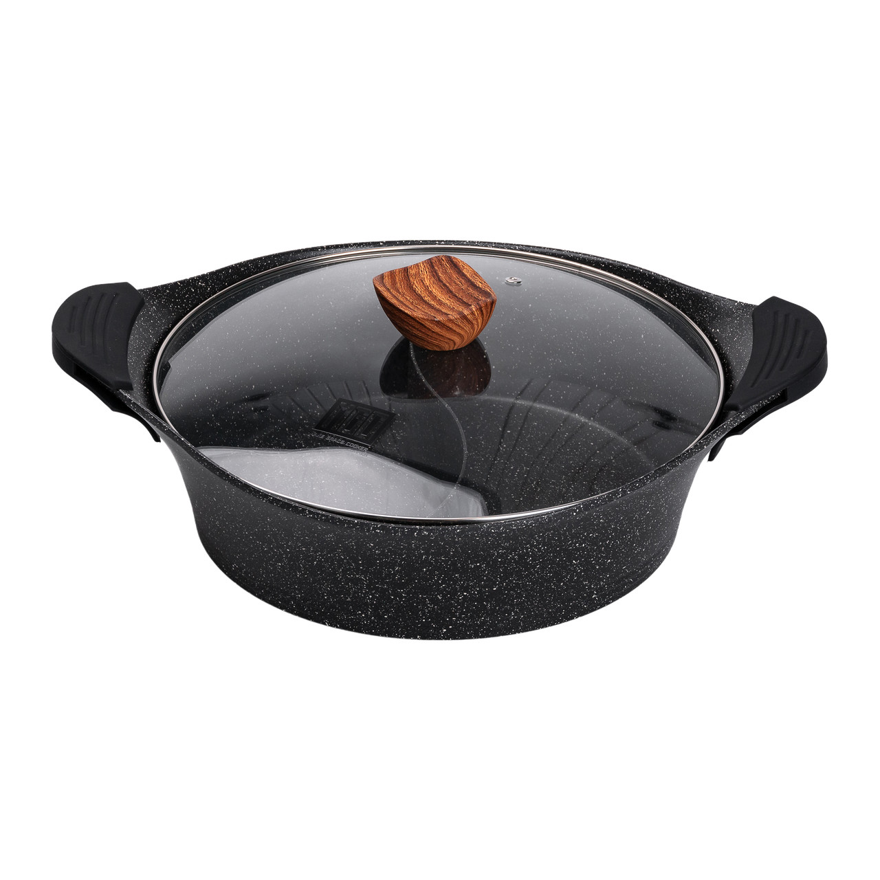 Алюмінієва каструля Ø 30 см 2-ступінчасте мармурове антипригарне покриття Чорний MGC