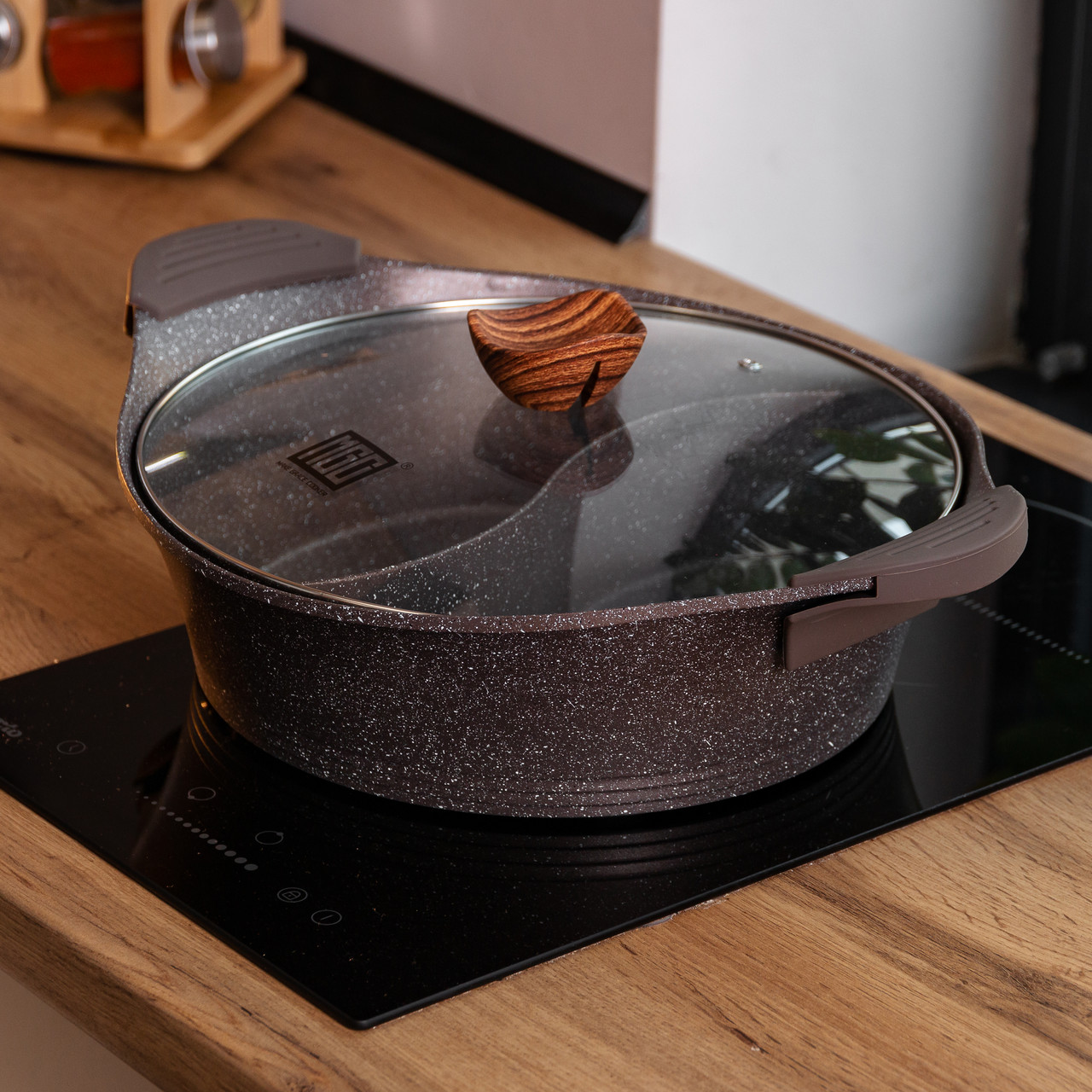 Алюмінієва каструля Ø 30 см, мармурове антипригарне покриття, кавовий MGC