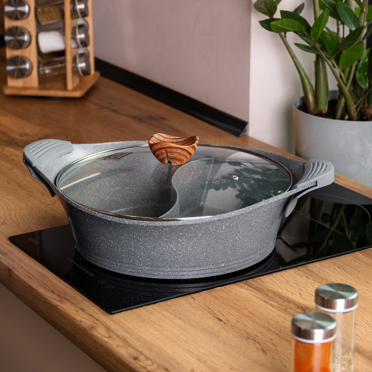 Алюмінієва каструля Ø 30 см Мармур з антипригарним покриттям сірий MGC