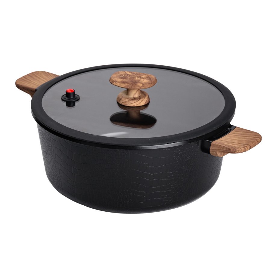 Алюмінієва каструля з керамічним покриттям антипригарним 5 л Ø 30 см чорна MGC